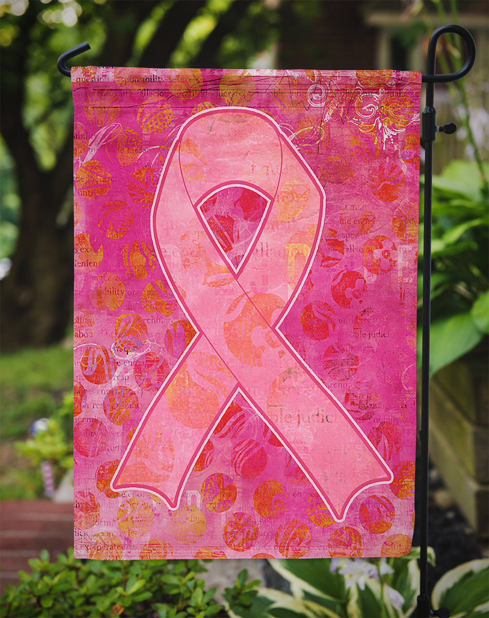 Artsy Breast Cancer Pink Ribbon Flag Garden Size SB3094GF