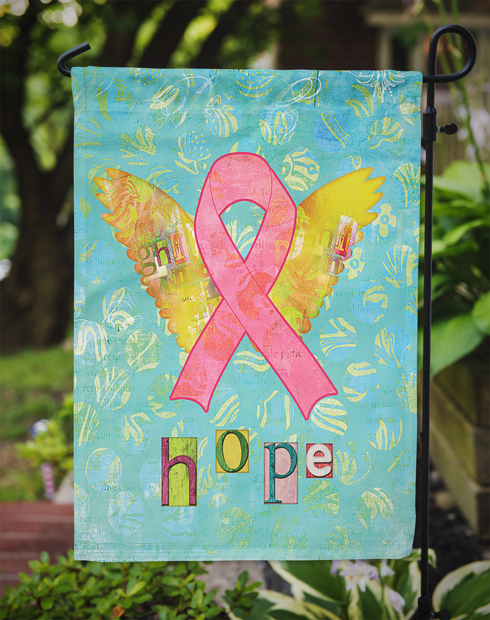 Hope Angel Breast Cancer Pink Ribbon Flag Garden Size SB3095GF  the-store.com.