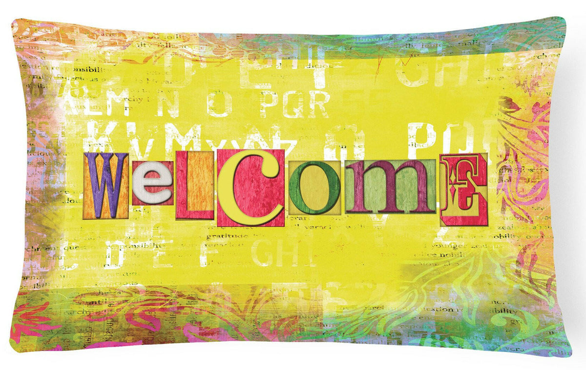 Artsy Welcome   Canvas Fabric Decorative Pillow SB3097PW1216 by Caroline&#39;s Treasures