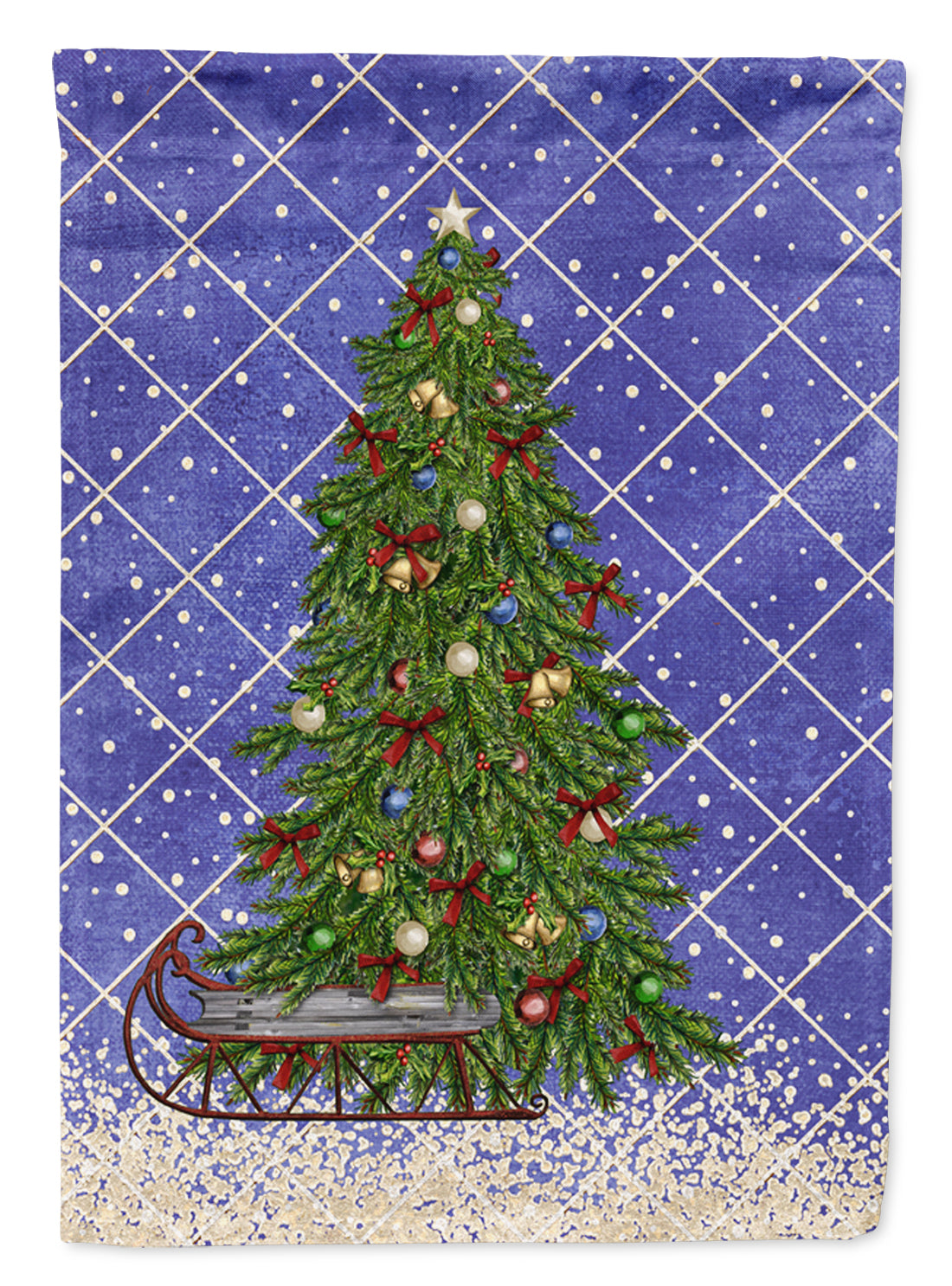 Christmas Tree Blue Flag Canvas House Size SB3117CHF  the-store.com.