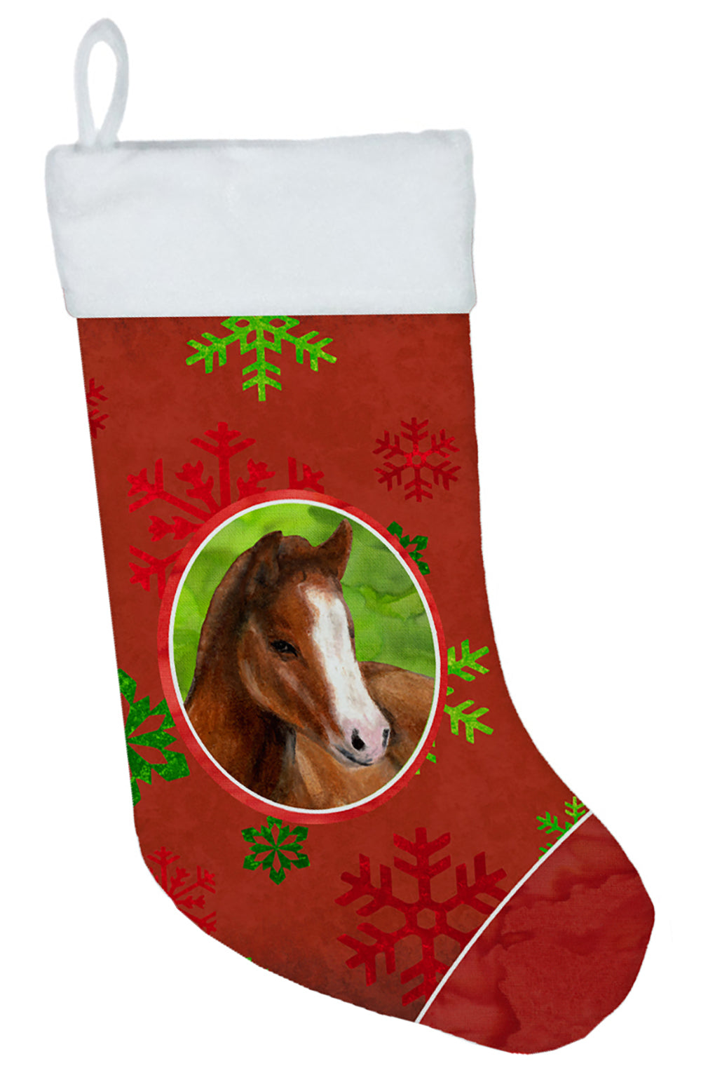 Horse Foal Red Snowflakes Holiday Christmas  Christmas Stocking SB3120-CS