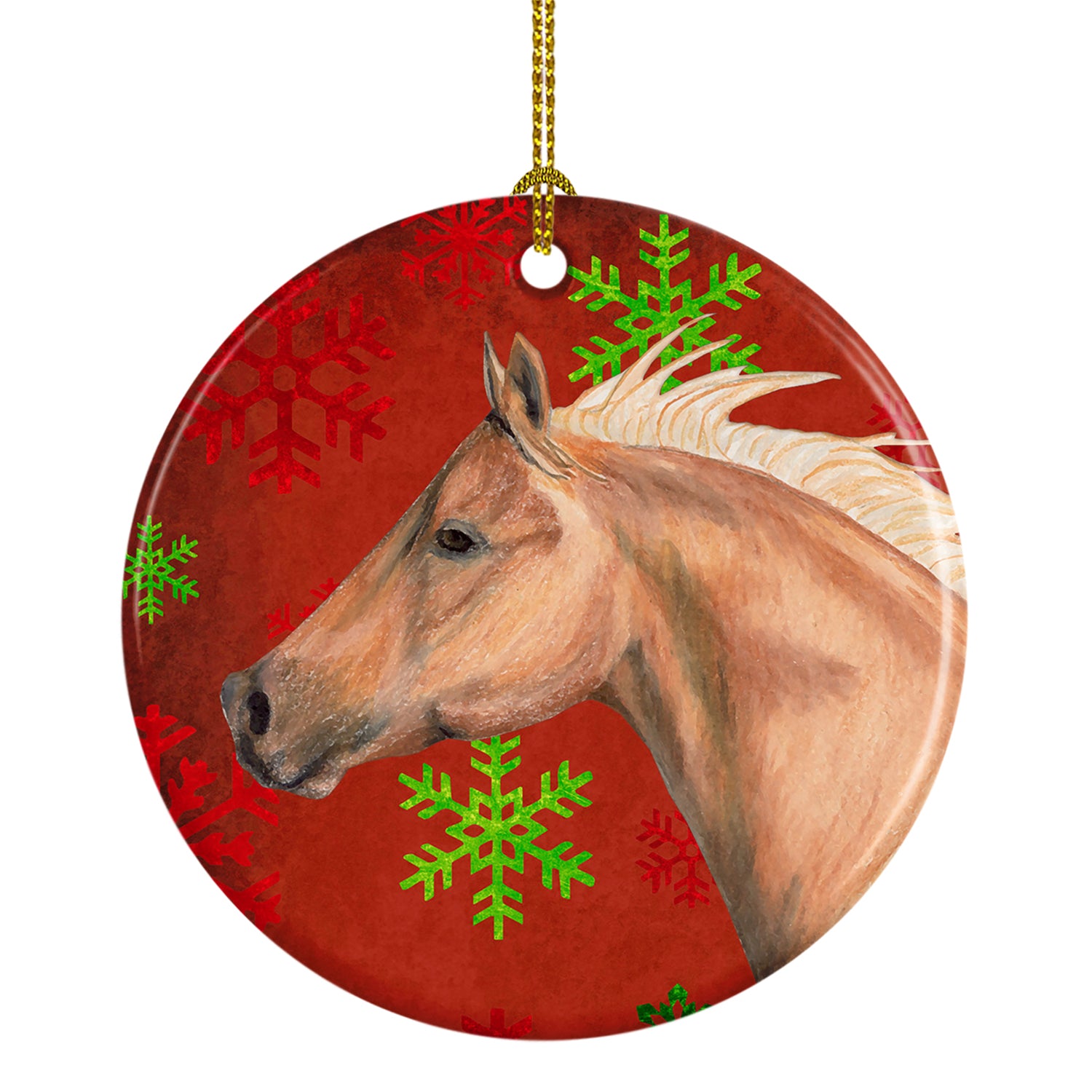 Horse Red Snowflakes Holiday Christmas  Ceramic Ornament SB3123CO1 - the-store.com
