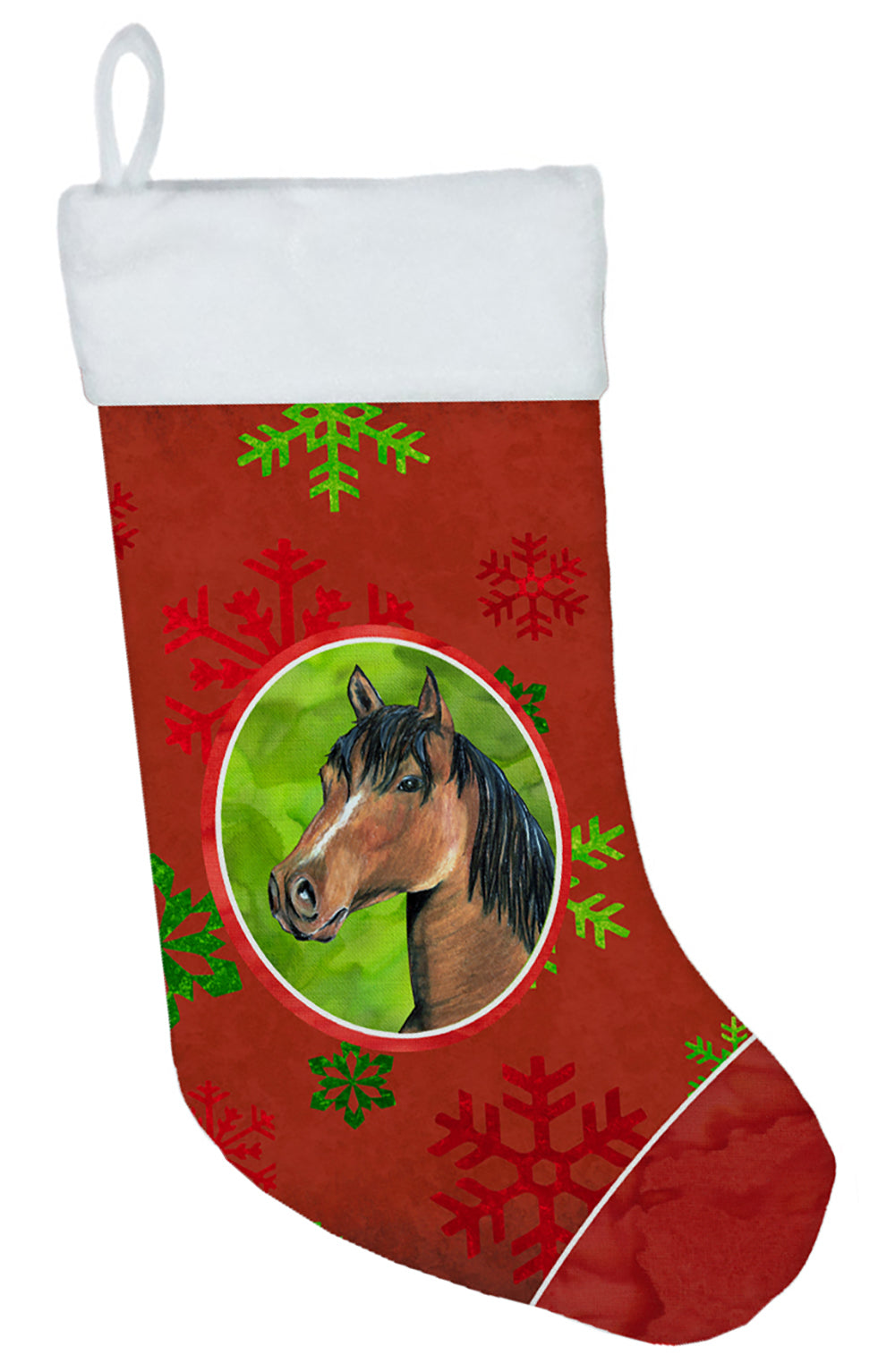 Horse Red Snowflakes Holiday Christmas  Christmas Stocking SB3124-CS  the-store.com.
