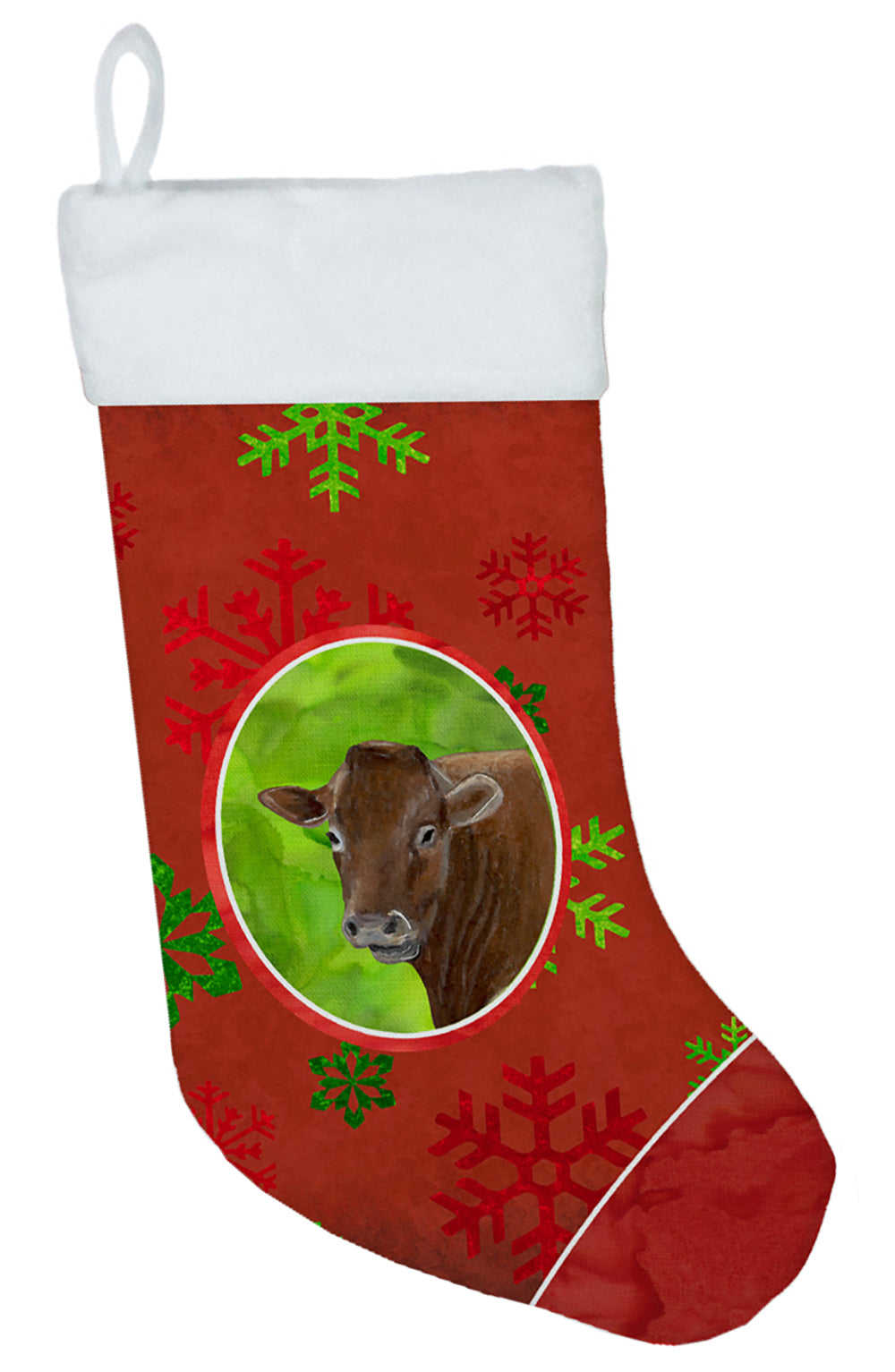 Cow Red Snowflakes Holiday Christmas  Christmas Stocking SB3126-CS