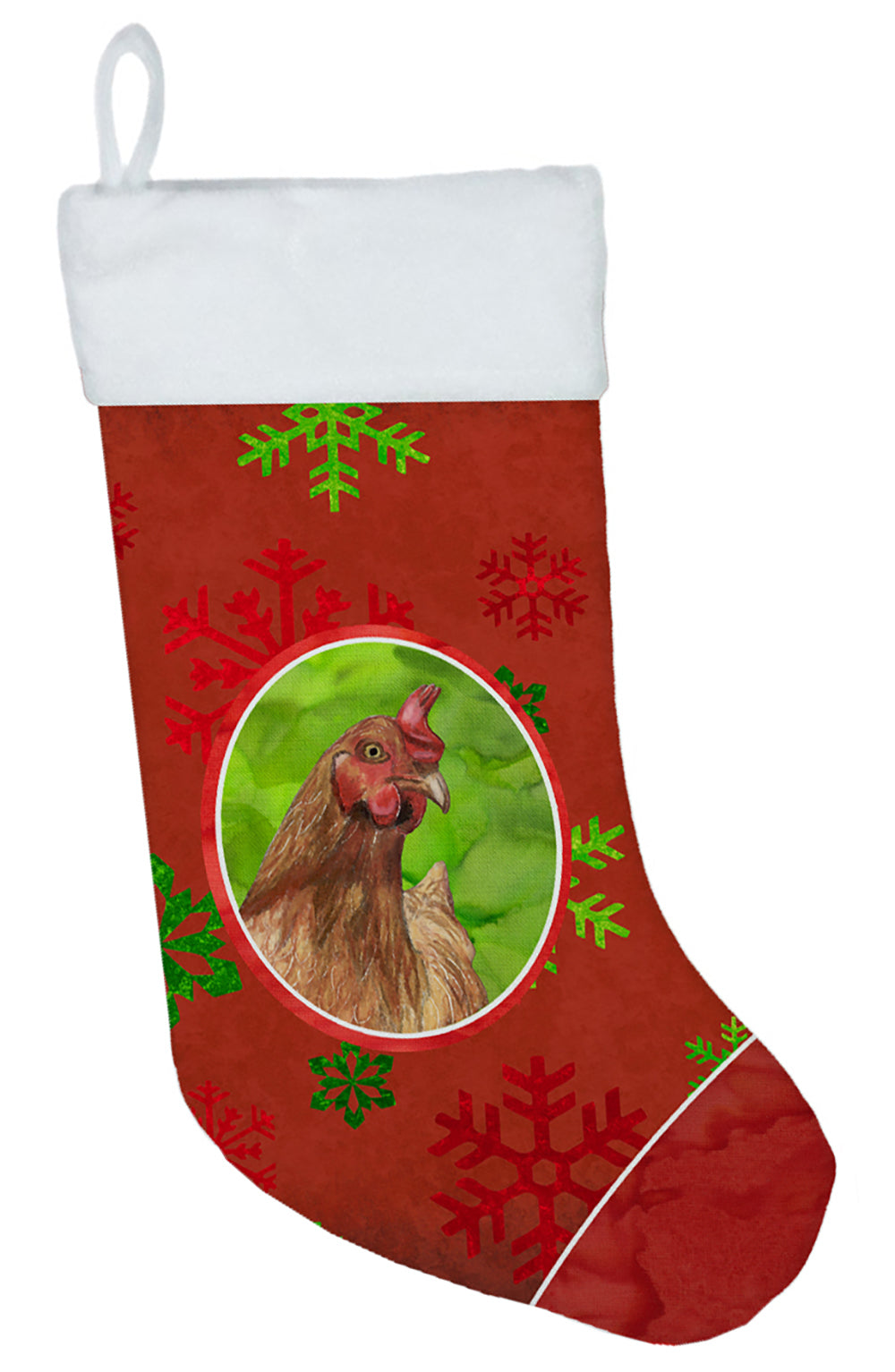 Chicken Red Snowflakes Holiday Christmas  Christmas Stocking SB3129-CS