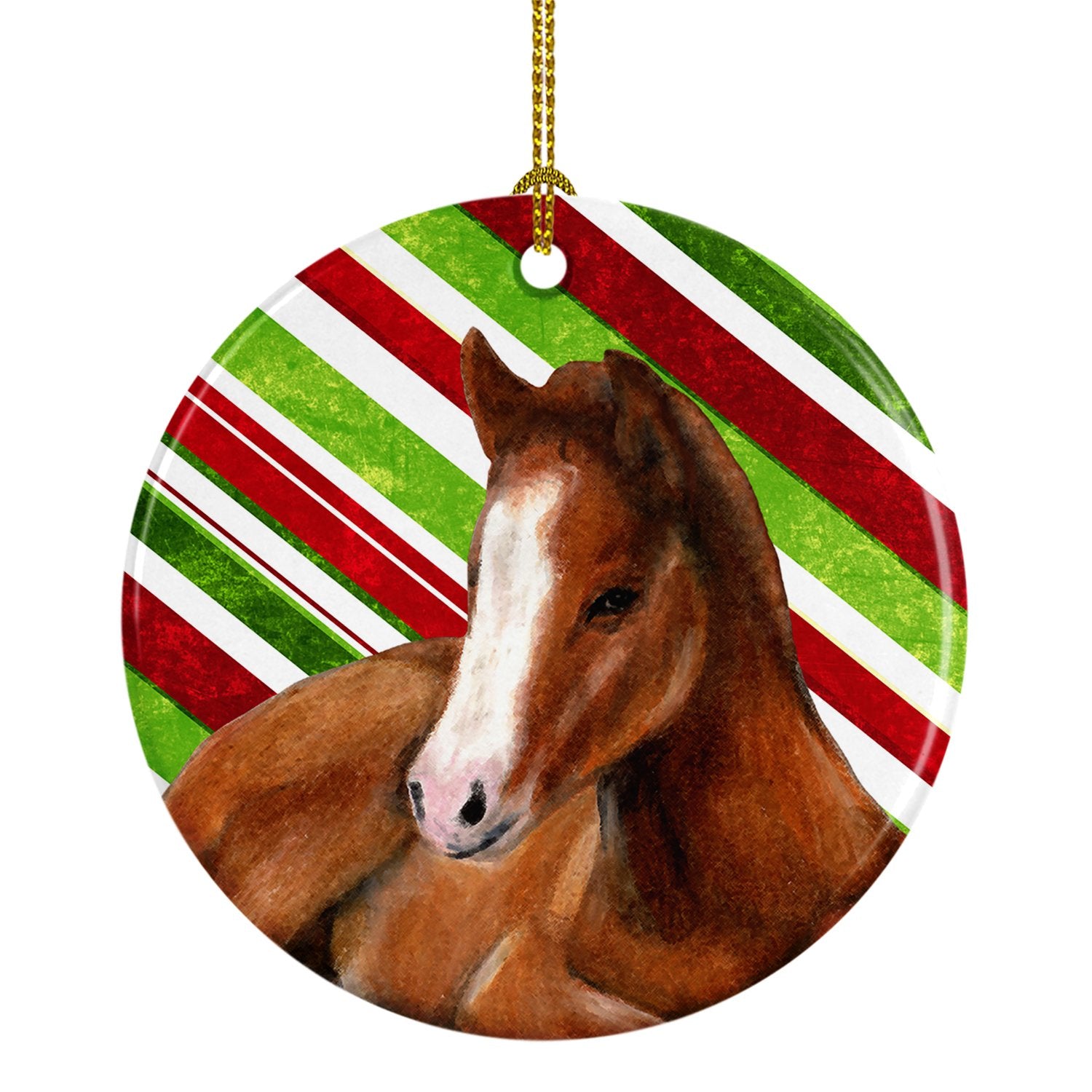 Horse Foal Candy Cane Holiday Christmas Ceramic Ornament SB3131CO1 by Caroline's Treasures