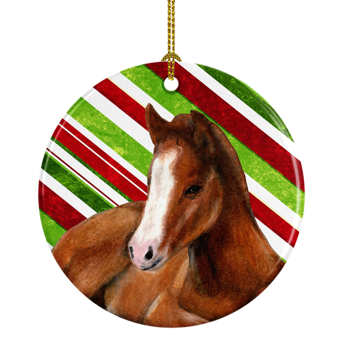 Horse Foal Candy Cane Holiday Christmas Ceramic Ornament SB3131CO1 by Caroline&#39;s Treasures