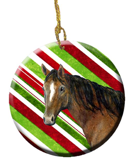 Horse Candy Cane Holiday Christmas Ceramic Ornament SB3132CO1 by Caroline&#39;s Treasures