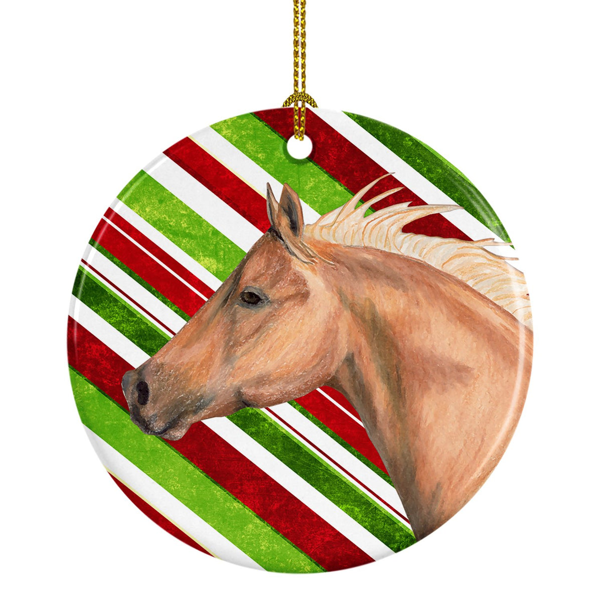 Horse Candy Cane Holiday Christmas Ceramic Ornament SB3134CO1 by Caroline&#39;s Treasures