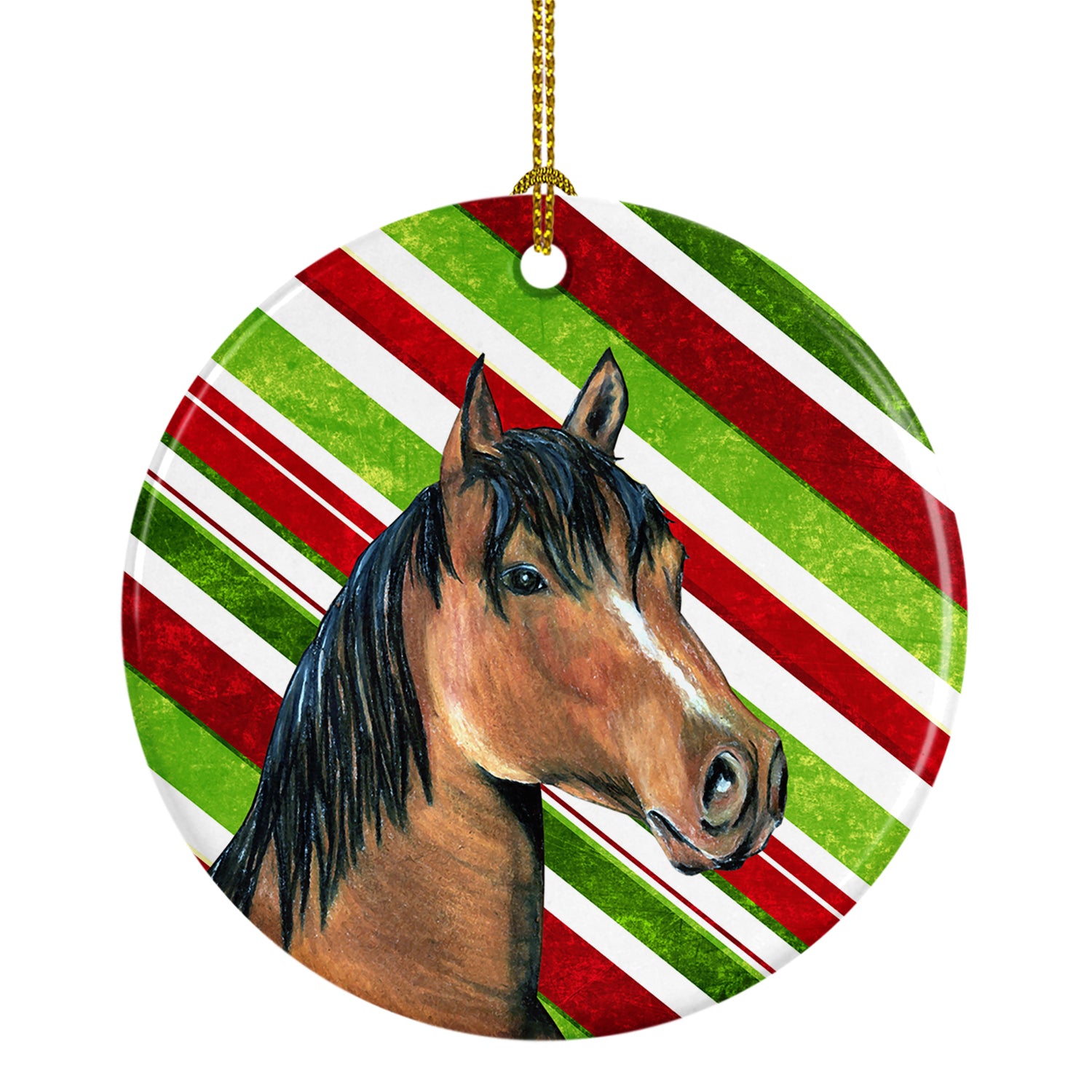 Horse Candy Cane Holiday Christmas Ceramic Ornament SB3135CO1 - the-store.com
