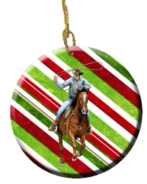 Horse Roper Candy Cane Holiday Christmas Ceramic Ornament SB3138CO1 by Caroline&#39;s Treasures