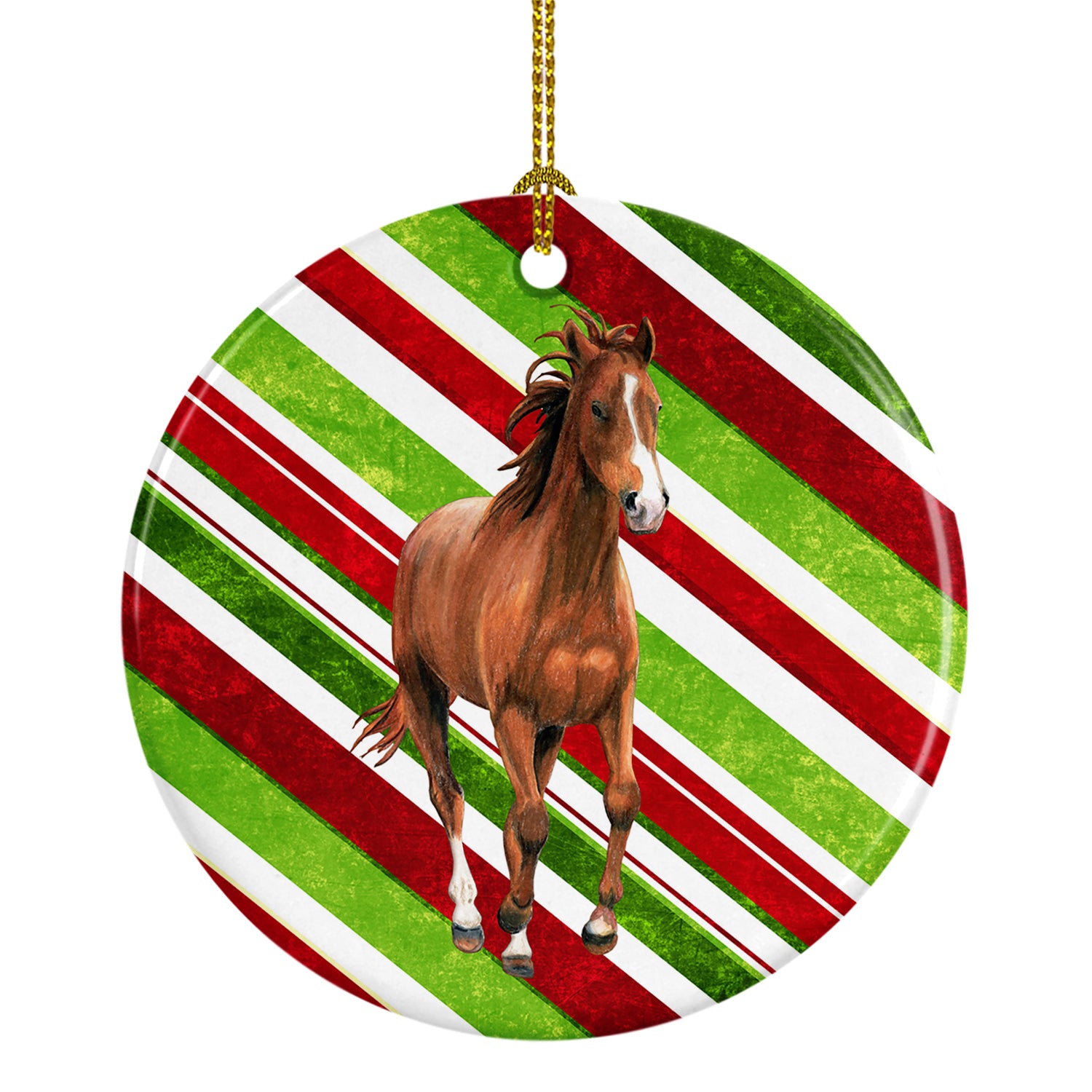 Horse Candy Cane Holiday Christmas Ceramic Ornament SB3139CO1 - the-store.com