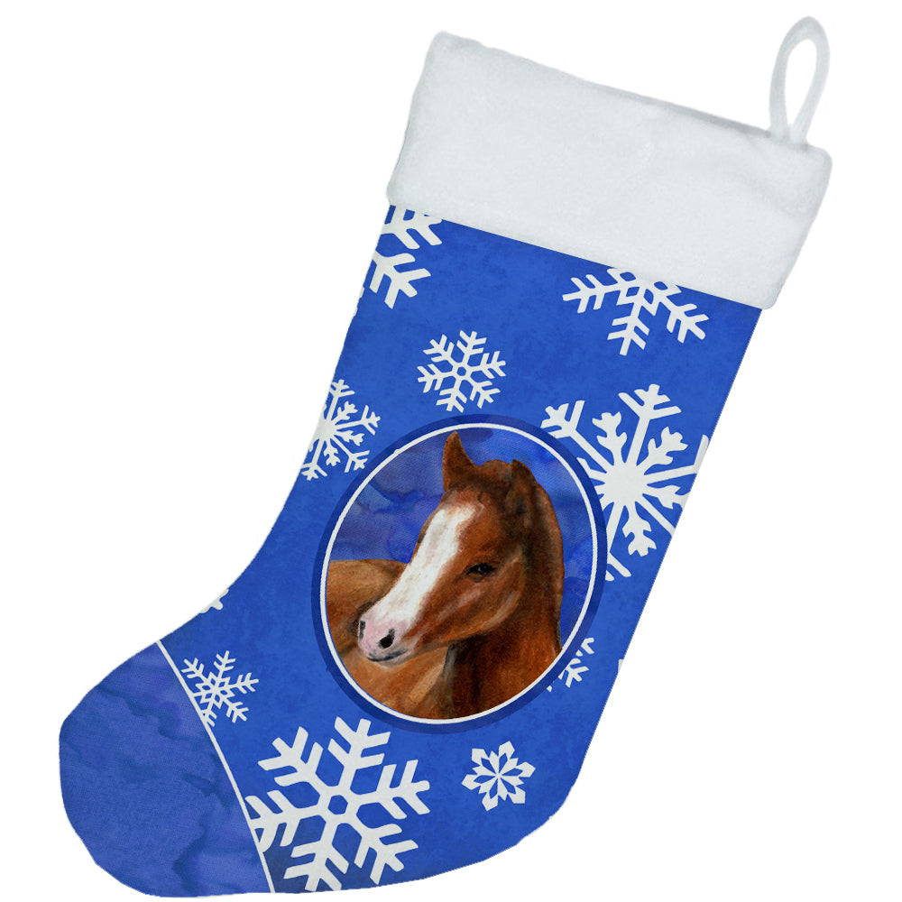 Horse Foal Winter Snowflakes Holiday Christmas Stocking SB3142-CS  the-store.com.