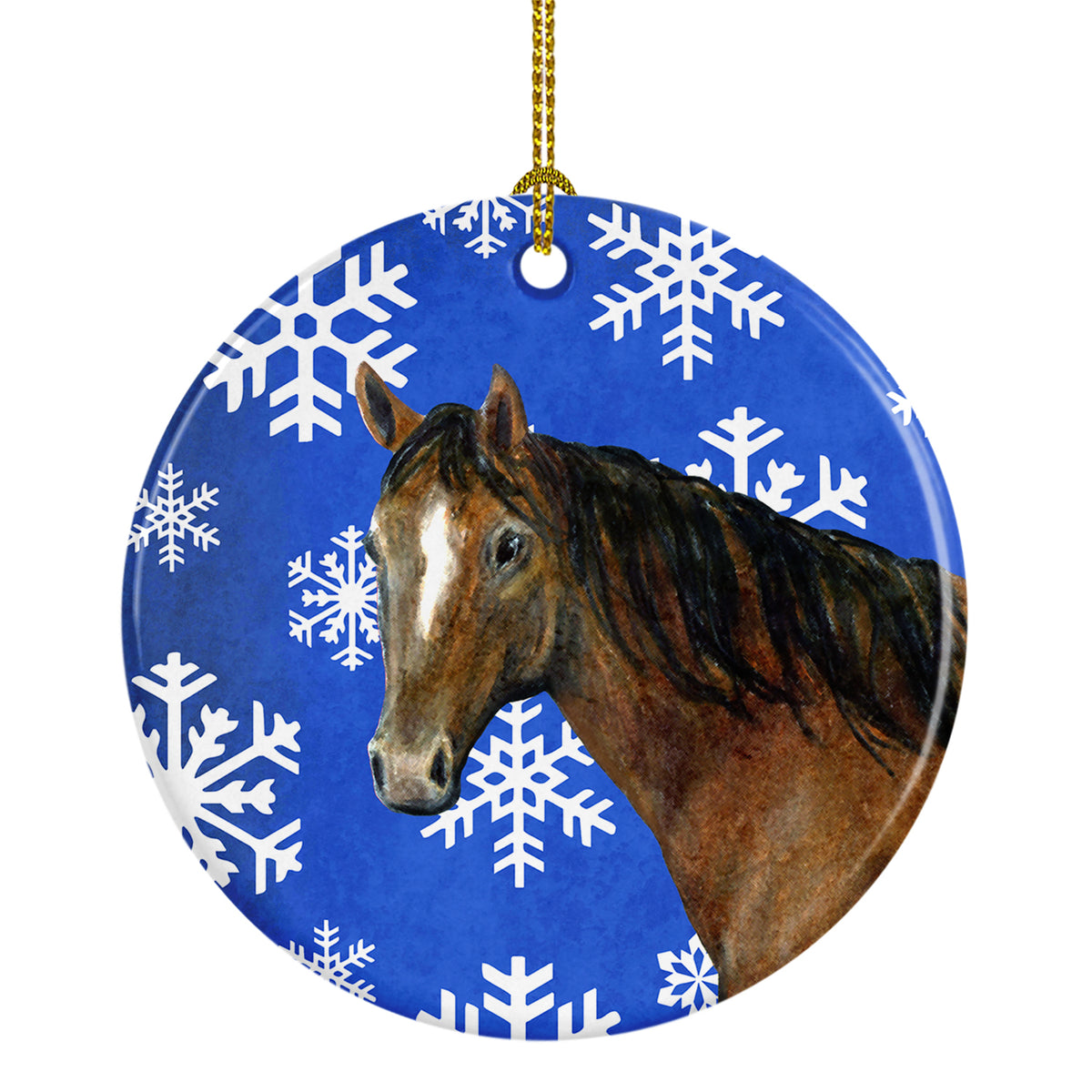 Horse Winter Snowflakes Holiday Ceramic Ornament SB3143CO1 - the-store.com