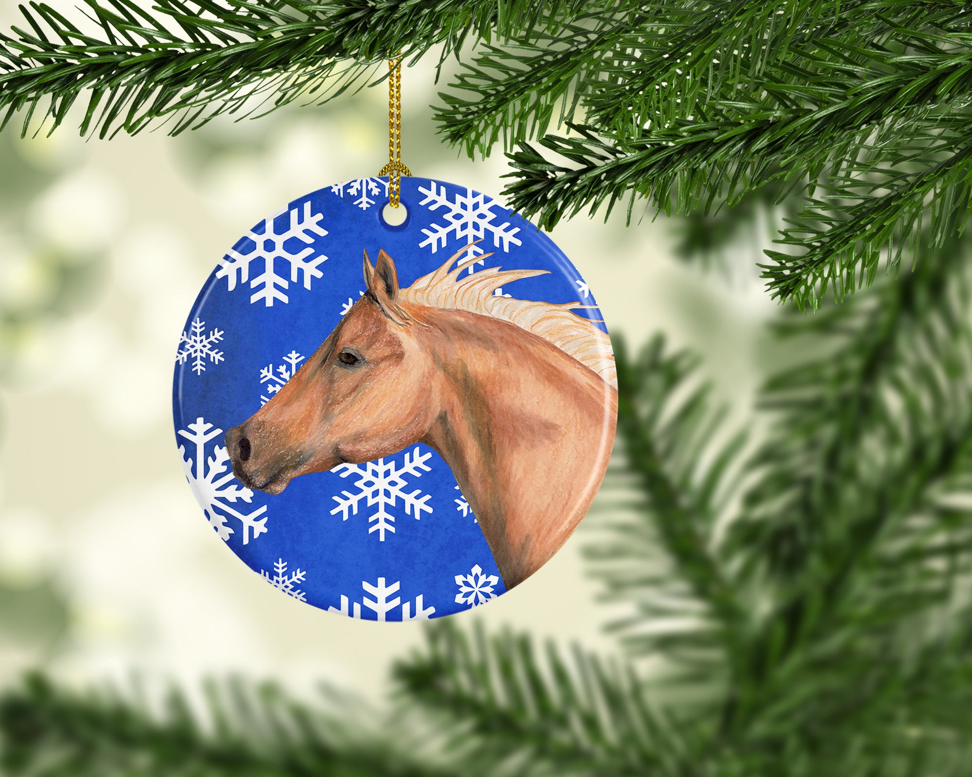 Horse Winter Snowflakes Holiday Ceramic Ornament SB3145CO1 - the-store.com