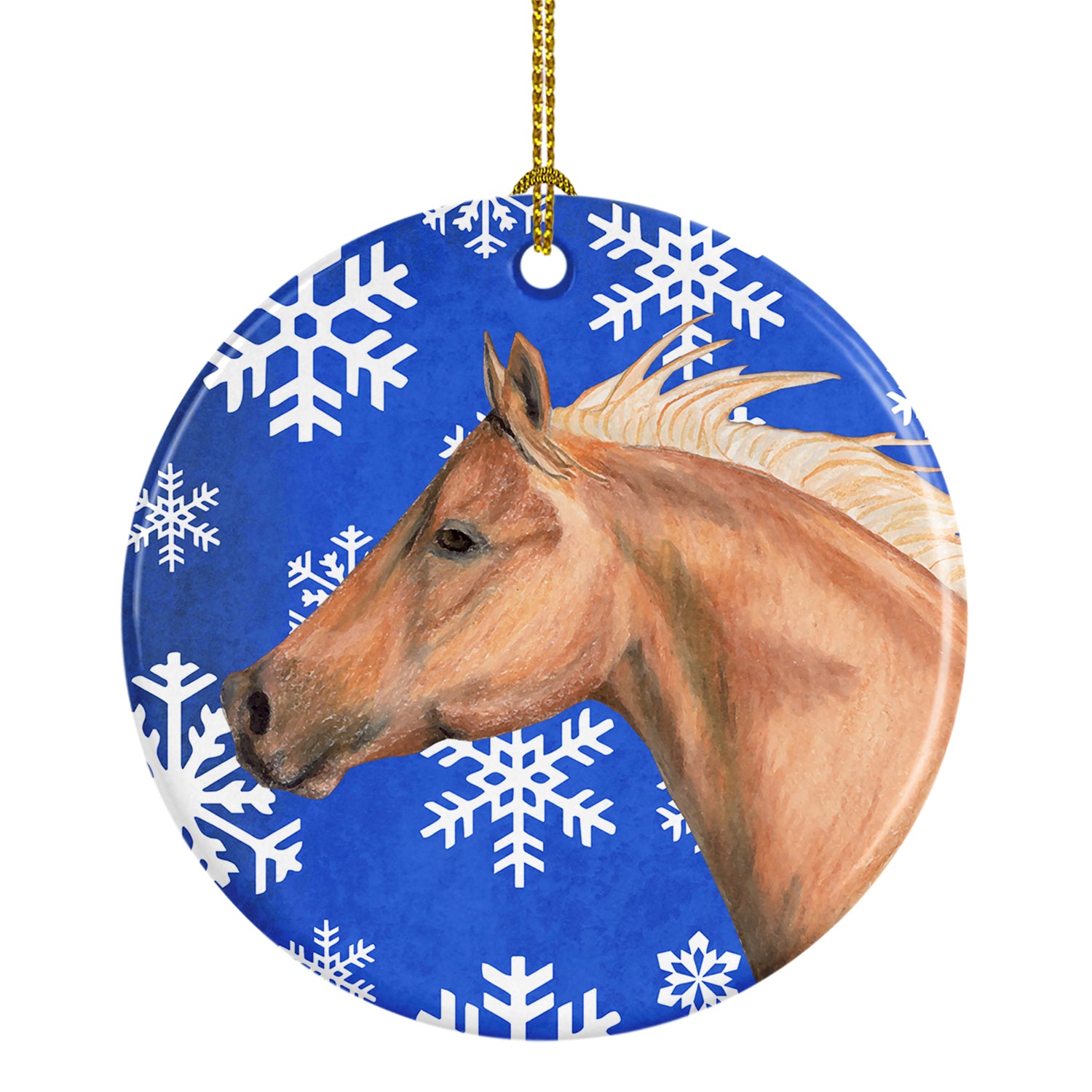 Horse Winter Snowflakes Holiday Ceramic Ornament SB3145CO1 - the-store.com
