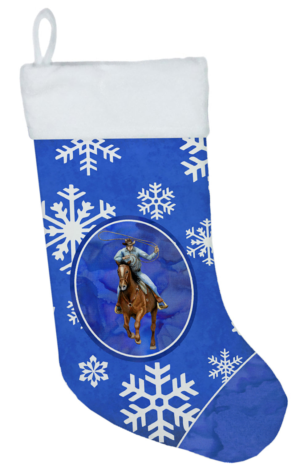 Horse Roper Winter Snowflakes Holiday Christmas Stocking SB3149-CS  the-store.com.