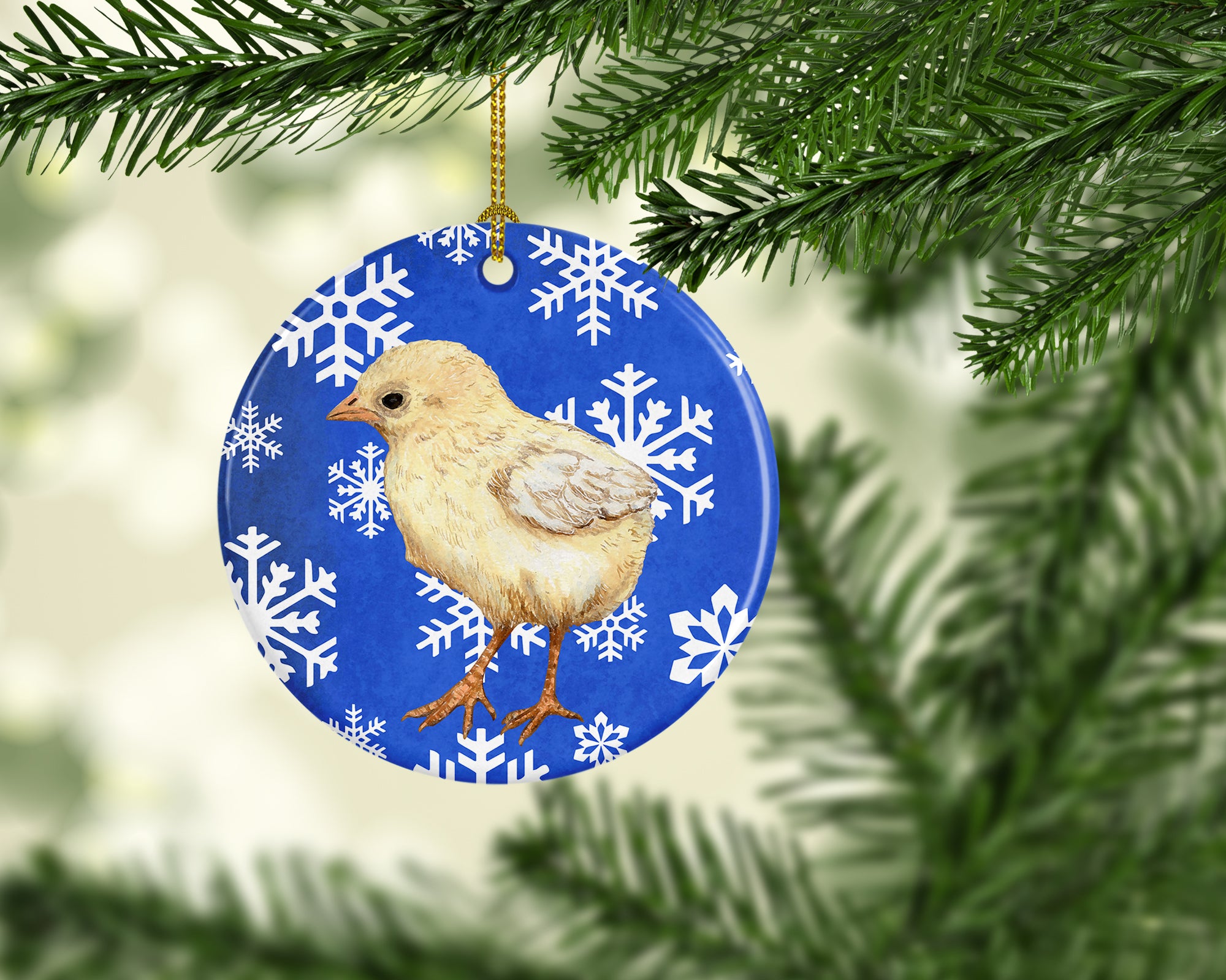 Baby Chick Winter Snowflakes Holiday Ceramic Ornament SB3152CO1 - the-store.com