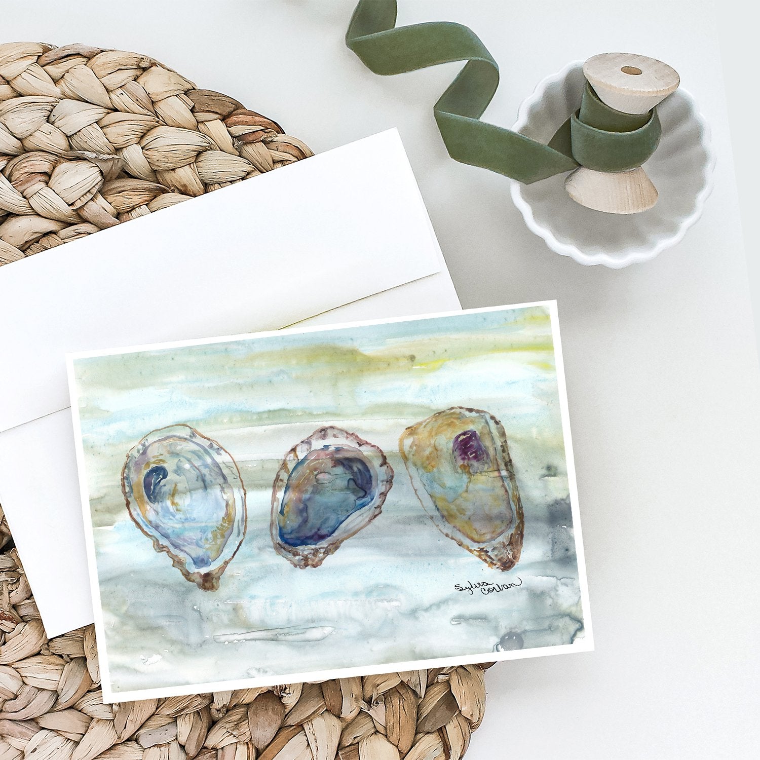Oysters Watercolor Greeting Cards and Envelopes Pack of 8 - the-store.com