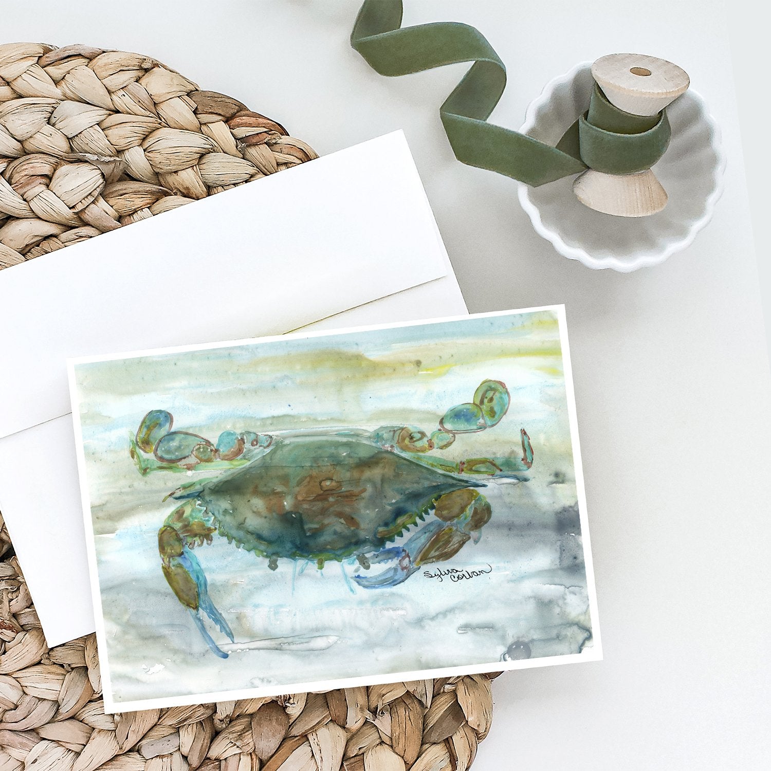 Crab a leg up Watercolor Greeting Cards and Envelopes Pack of 8 - the-store.com