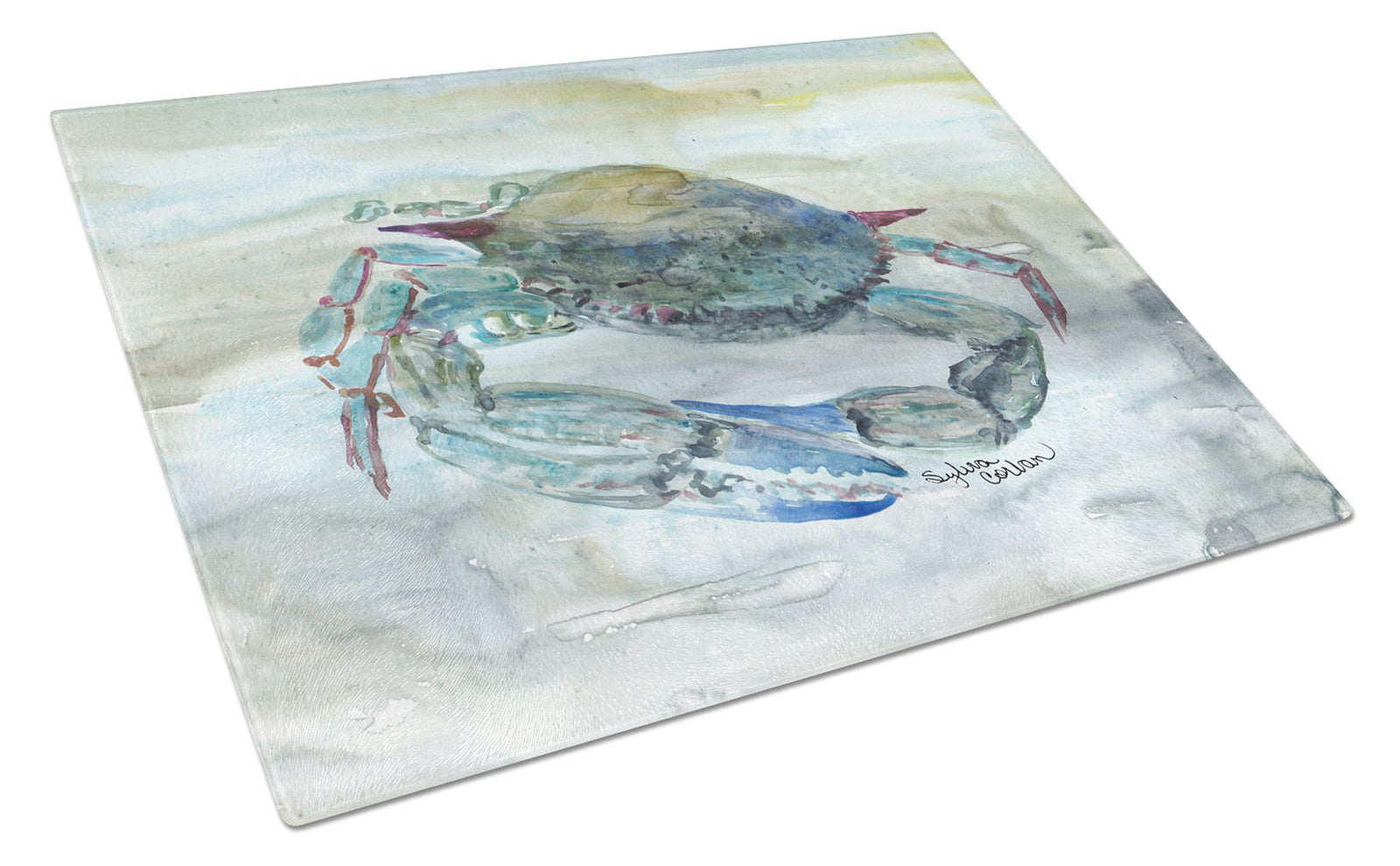 Blue Crab Watercolor Glass Cutting Board Large SC2003LCB by Caroline's Treasures