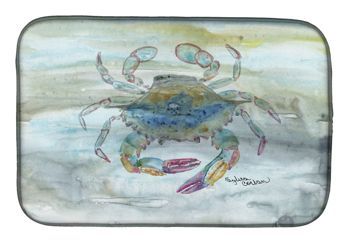 Female Blue Crab Watercolor Dish Drying Mat SC2005DDM  the-store.com.