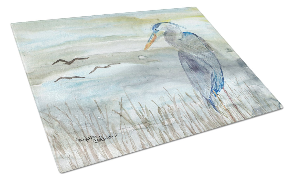 Blue Heron Watercolor Glass Cutting Board Large SC2007LCB by Caroline&#39;s Treasures