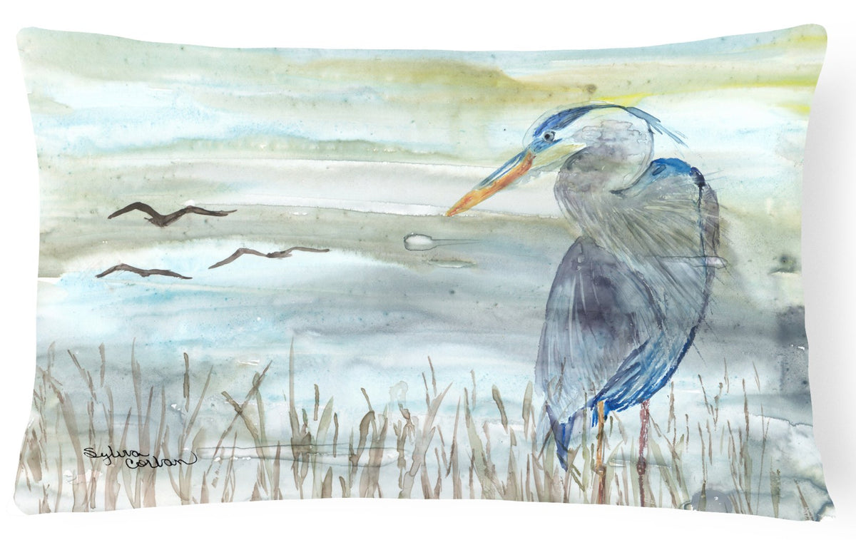 Blue Heron Watercolor Canvas Fabric Decorative Pillow SC2007PW1216 by Caroline&#39;s Treasures