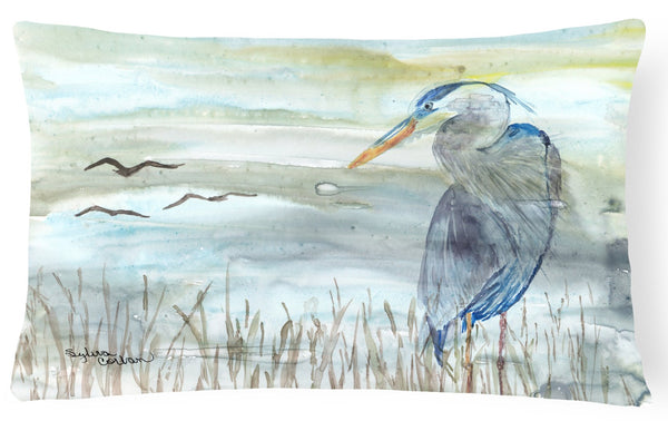 Blue Heron Watercolor Canvas Fabric Decorative Pillow SC2007PW1216 by Caroline's Treasures