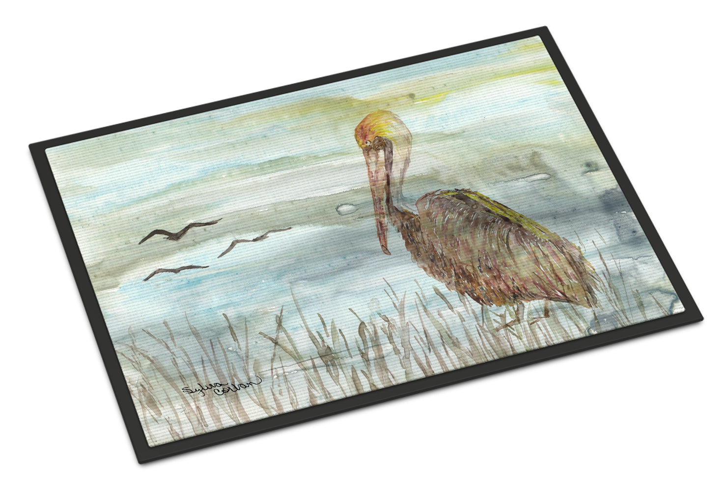 Caroline's Treasures Brown Pelican Watercolor Doormat - 18x27 Decorative Floor Mat – Indoor/Outdoor Rug with Artistic Flair SC2009MAT