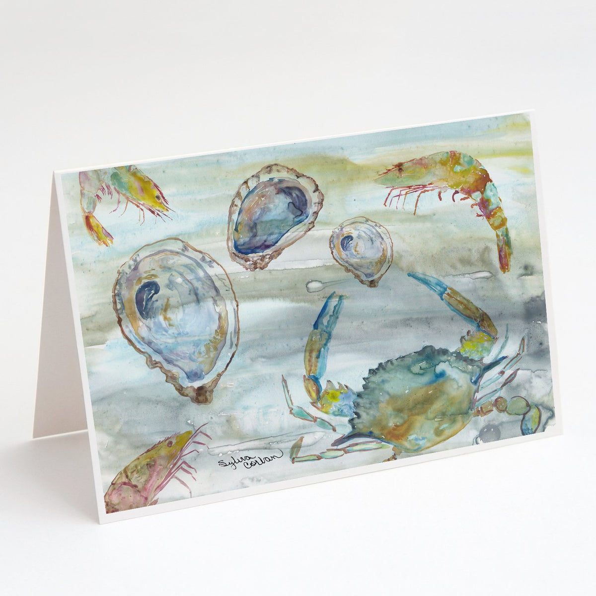 Buy this Crab, Shrimp and Oyster Watercolor Greeting Cards and Envelopes Pack of 8