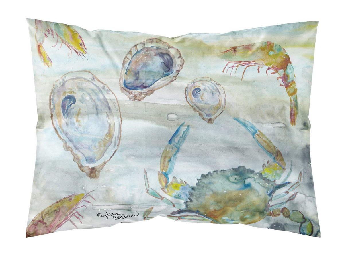 Crab, Shrimp and Oyster Watercolor Fabric Standard Pillowcase SC2010PILLOWCASE by Caroline&#39;s Treasures