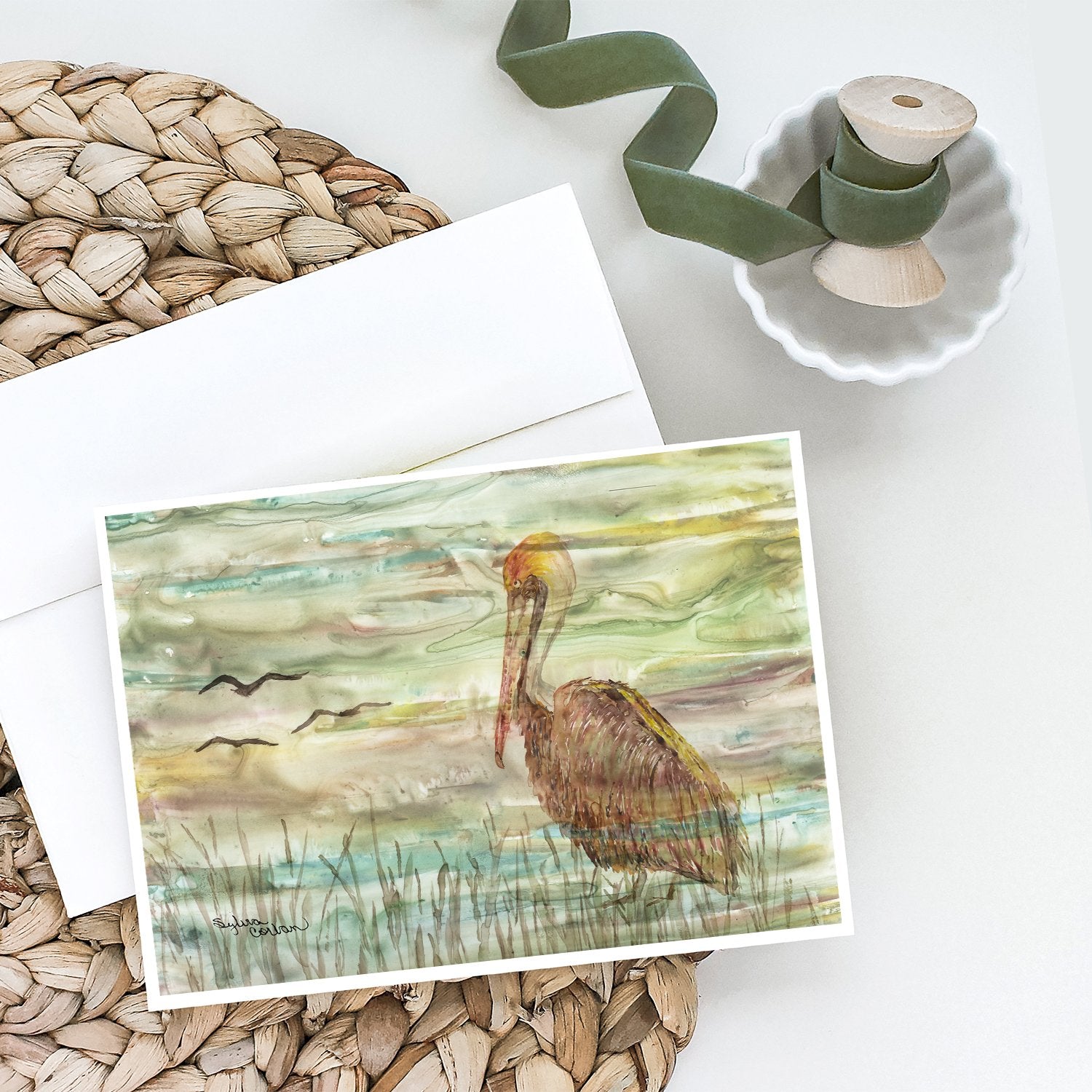 Brown Pelican Sunset Greeting Cards and Envelopes Pack of 8 - the-store.com