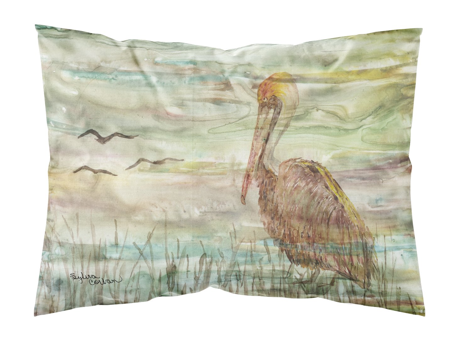 Brown Pelican Sunset Fabric Standard Pillowcase SC2011PILLOWCASE by Caroline's Treasures