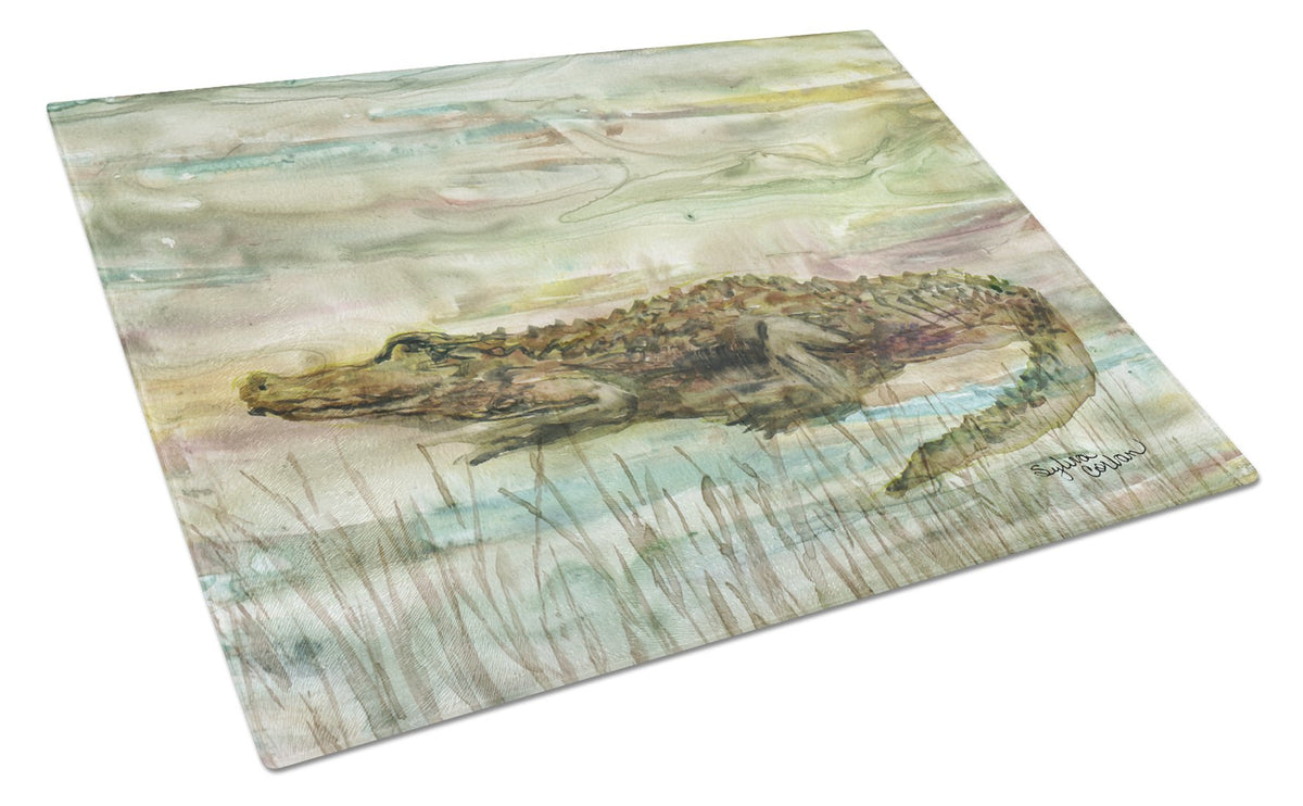 Alligator Sunset Glass Cutting Board Large SC2016LCB by Caroline&#39;s Treasures