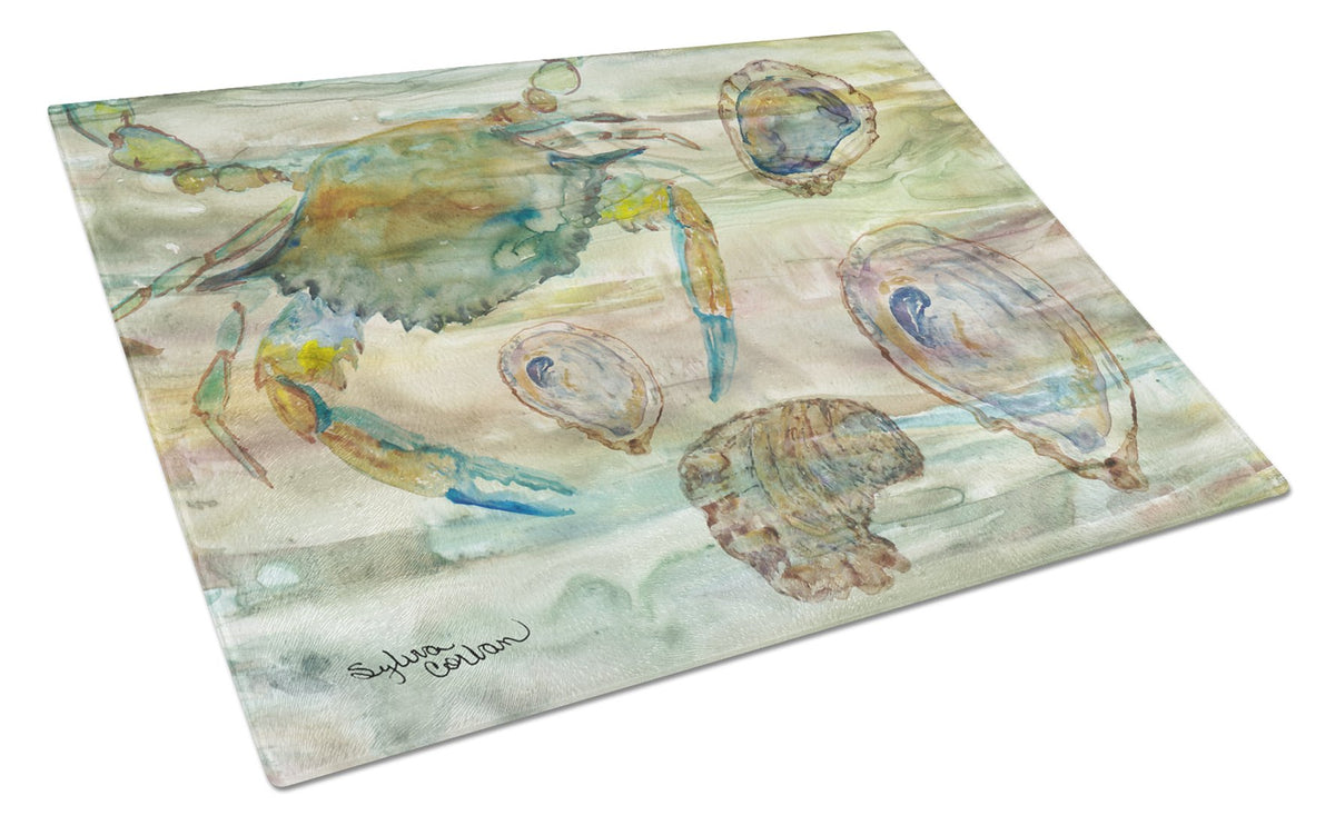 Crab, Shrimp and Oyster Sunset Glass Cutting Board Large SC2017LCB by Caroline&#39;s Treasures