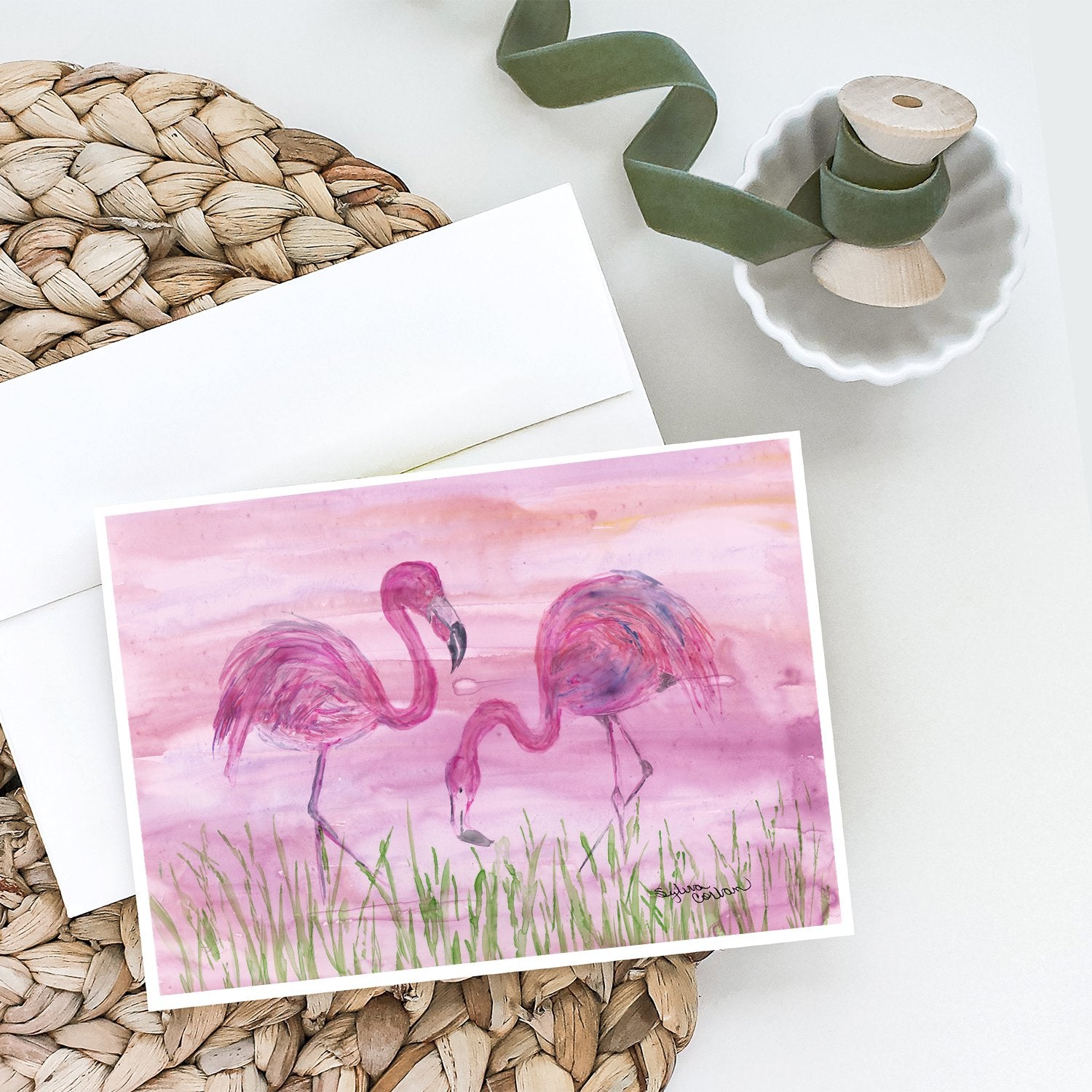 Flamingos Greeting Cards and Envelopes Pack of 8 - the-store.com
