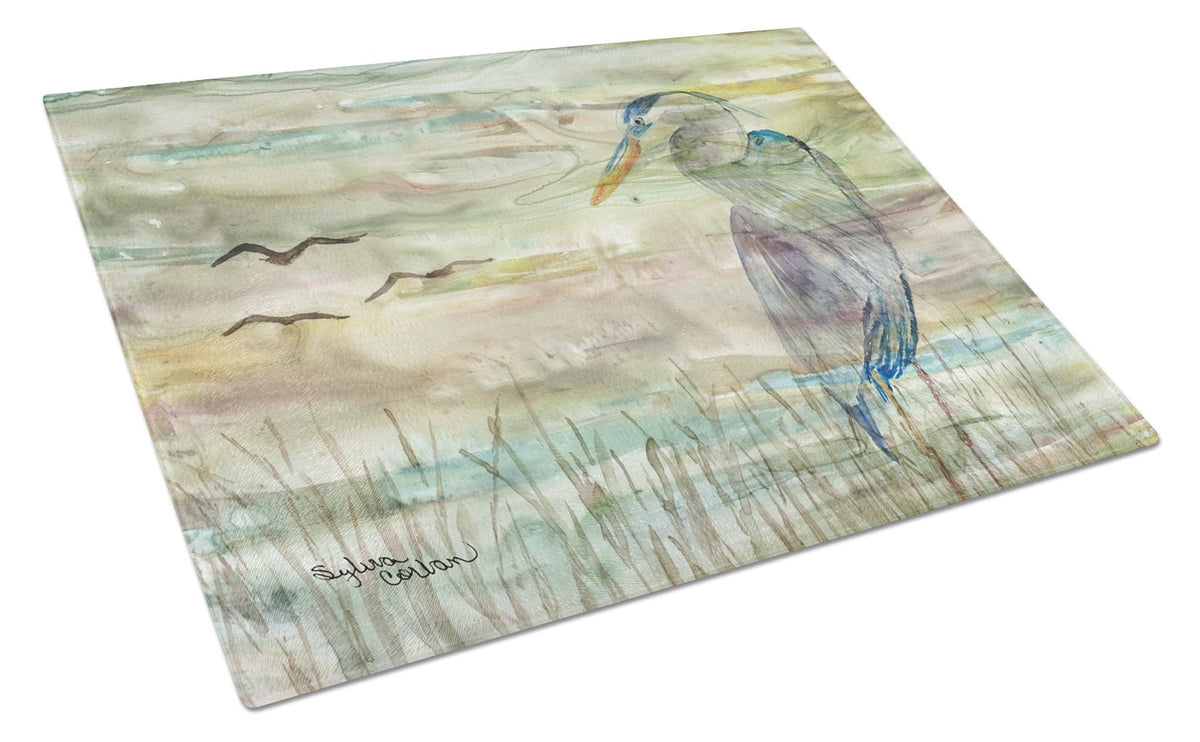 Blue Heron Sunset Glass Cutting Board Large SC2019LCB by Caroline&#39;s Treasures