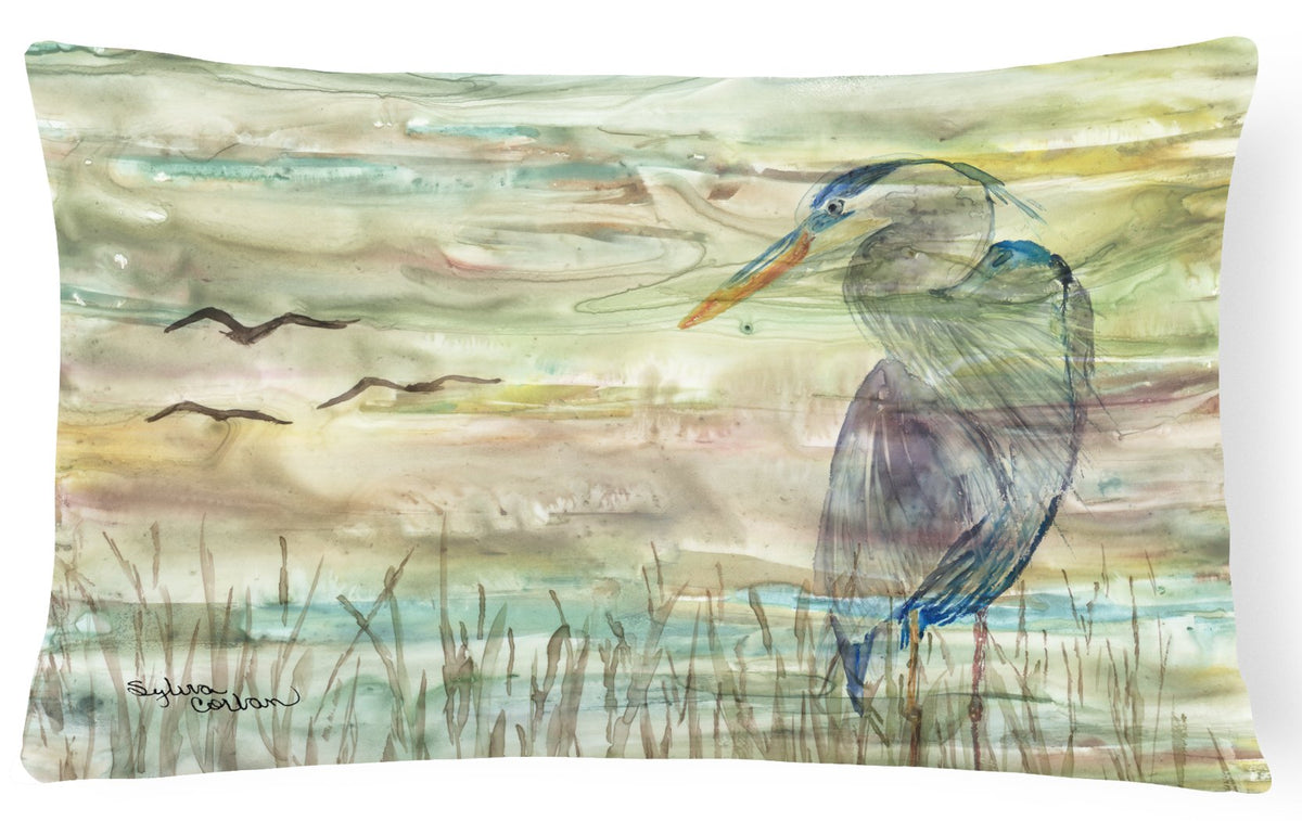 Blue Heron Sunset Canvas Fabric Decorative Pillow SC2019PW1216 by Caroline&#39;s Treasures