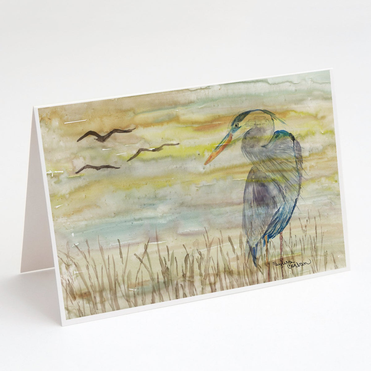 Buy this Blue Heron Yellow Sky Greeting Cards and Envelopes Pack of 8