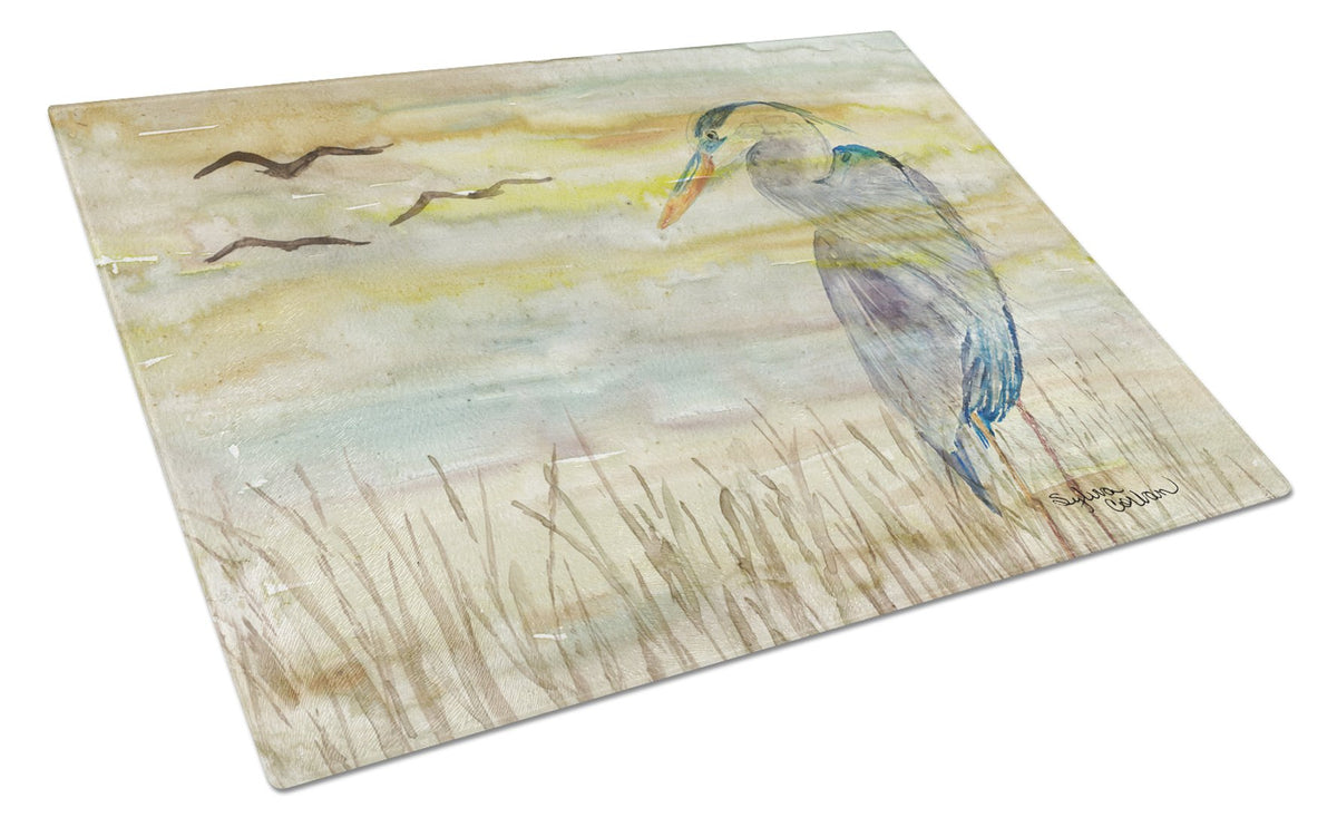 Blue Heron Yellow Sky Glass Cutting Board Large SC2020LCB by Caroline&#39;s Treasures