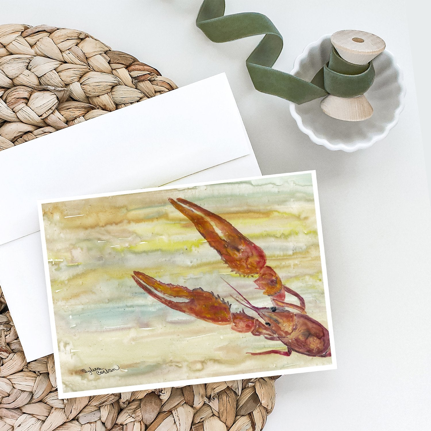 Buy this Crawfish Yellow Sky Greeting Cards and Envelopes Pack of 8