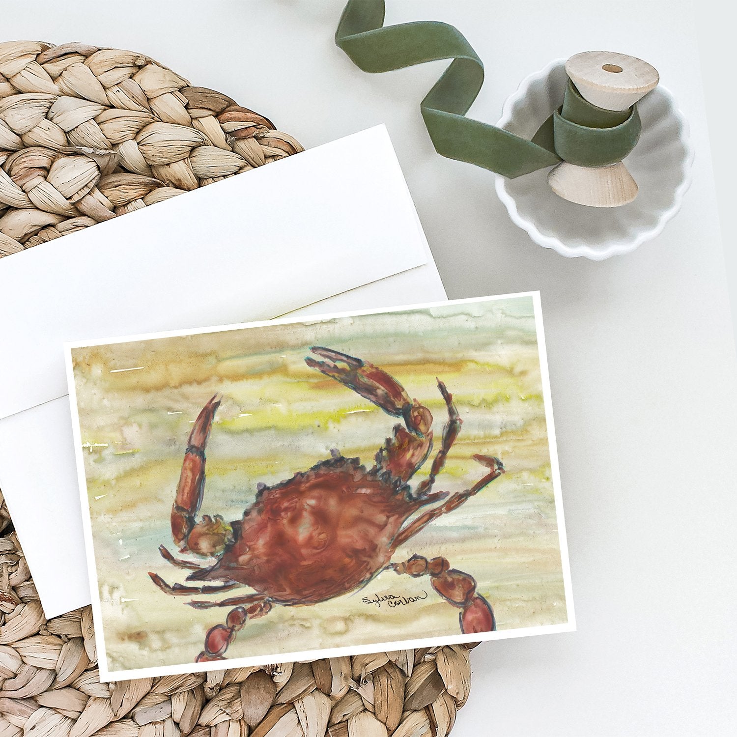 Cooked Crab Yellow Sky Greeting Cards and Envelopes Pack of 8 - the-store.com