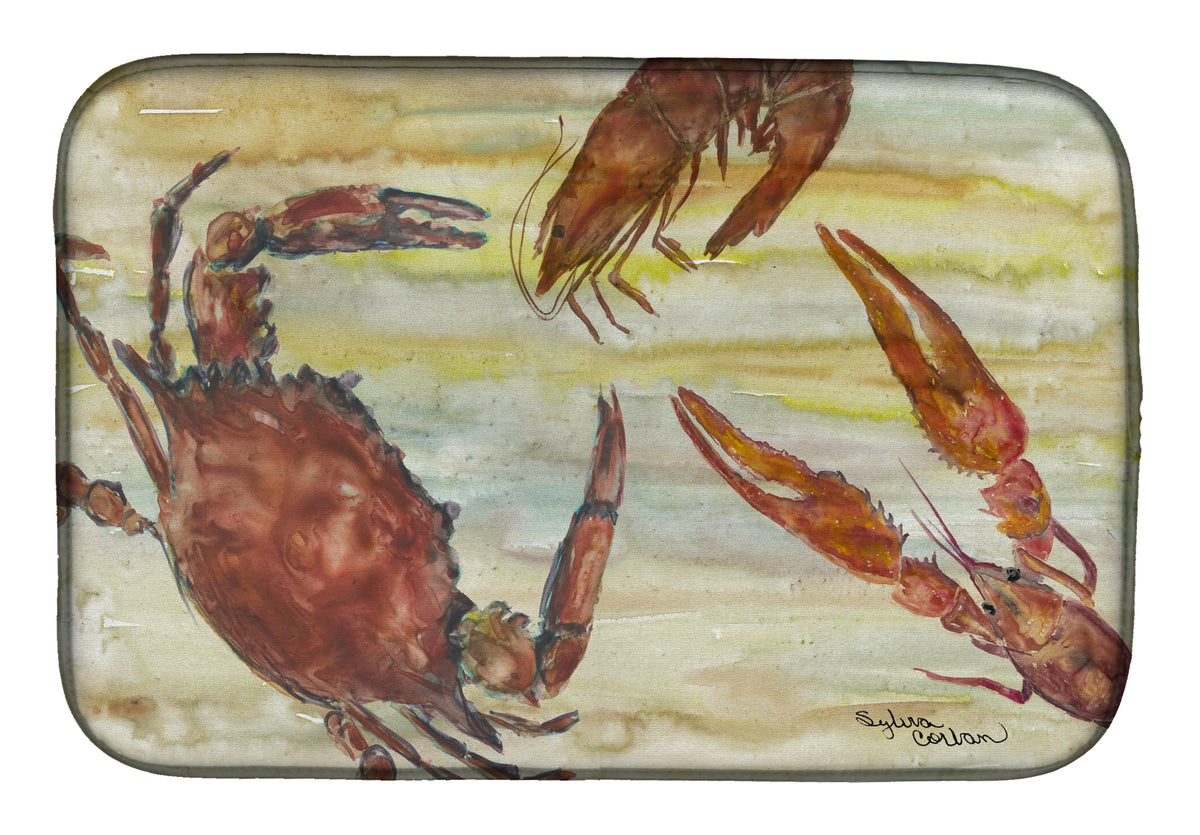 Crab, Shrimp, Oyster Yellow Sky Dish Drying Mat SC2023DDM
