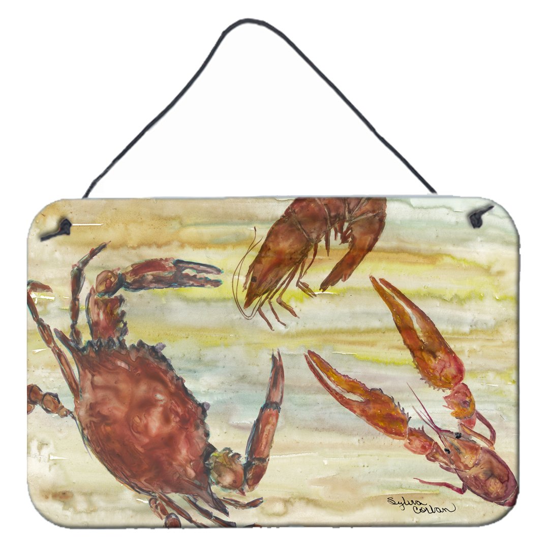 Crab, Shrimp, Oyster Yellow Sky Wall or Door Hanging Prints SC2023DS812 by Caroline&#39;s Treasures