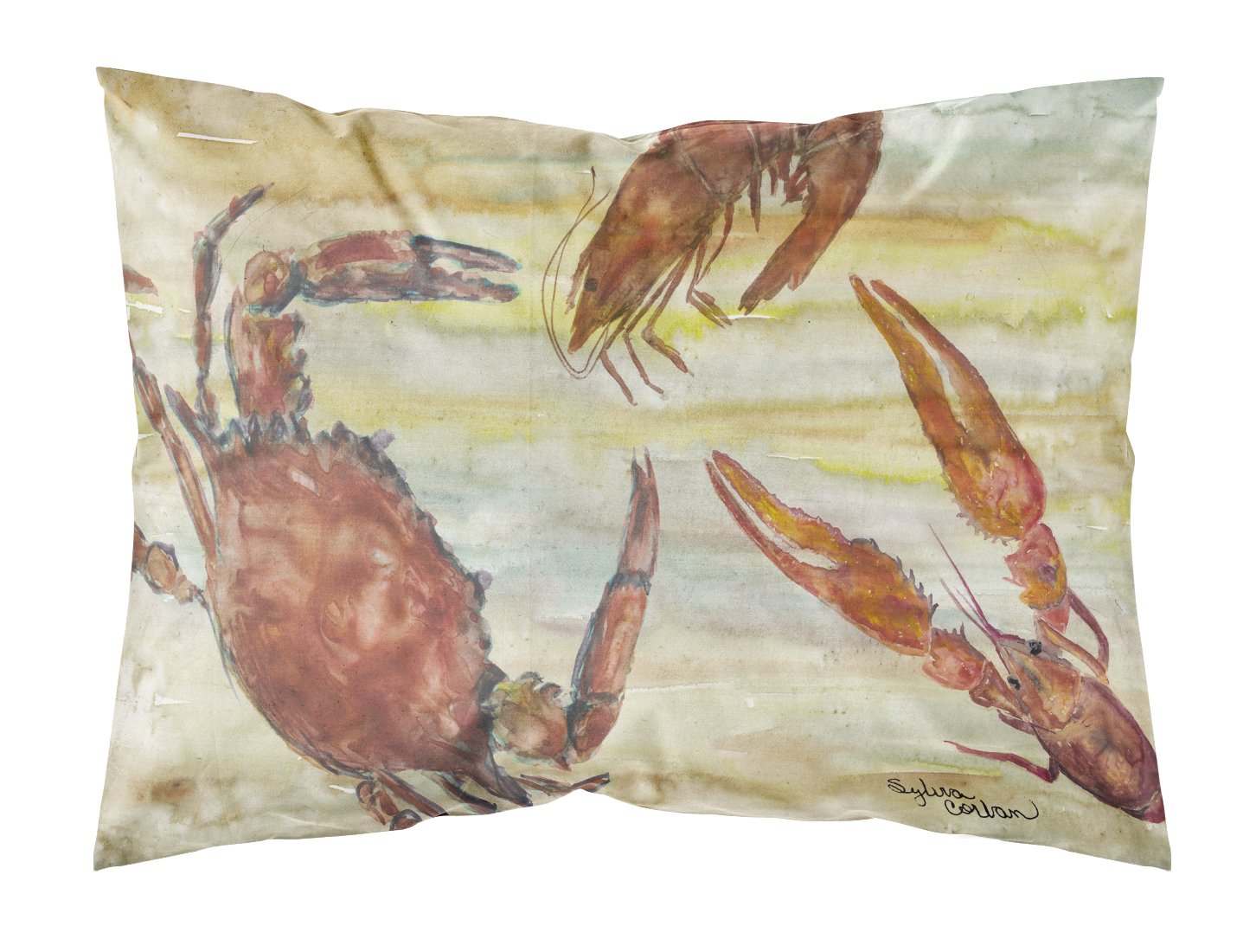 Crab, Shrimp, Oyster Yellow Sky Fabric Standard Pillowcase SC2023PILLOWCASE by Caroline's Treasures