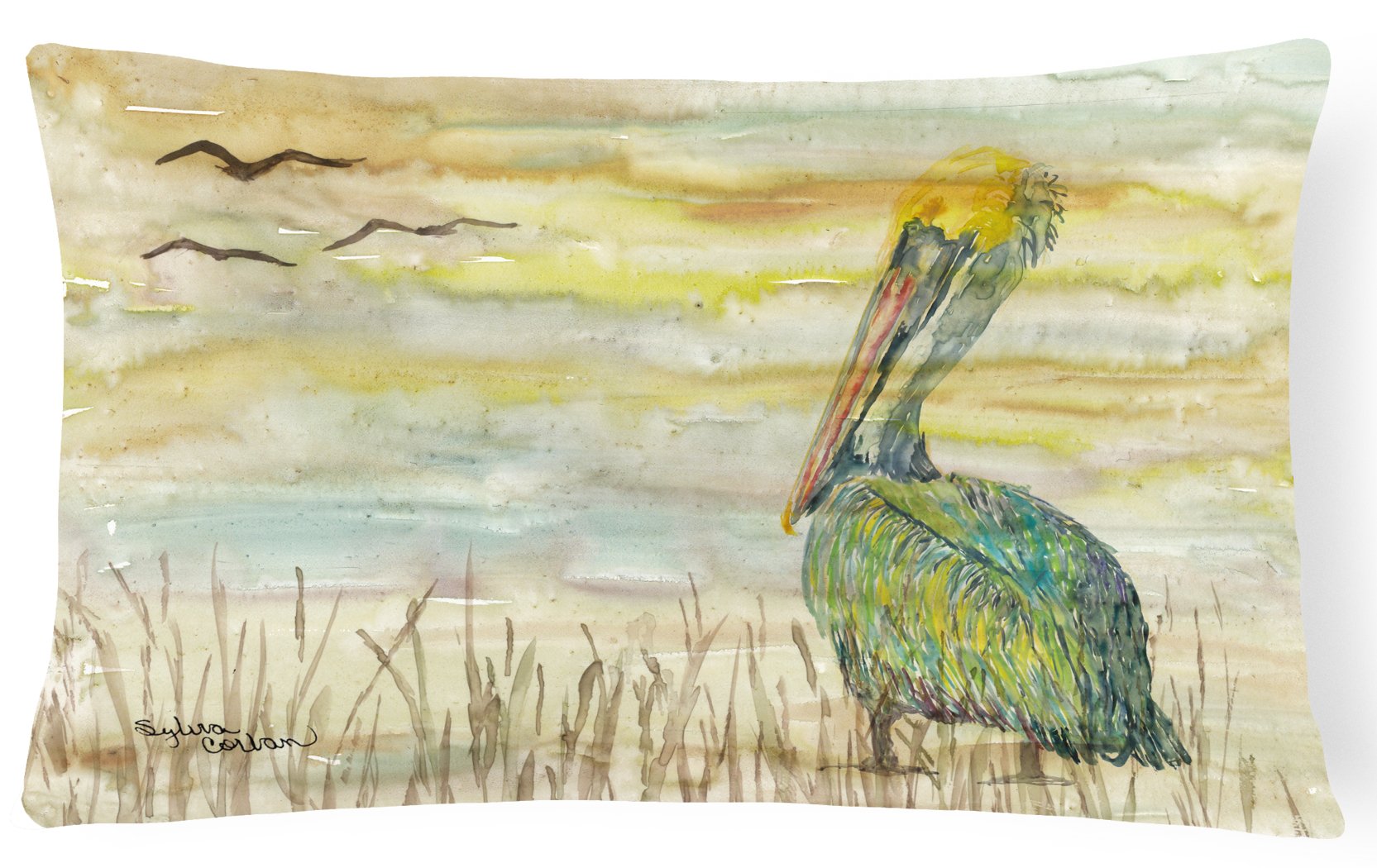 Pelican Yellow Sky Canvas Fabric Decorative Pillow SC2024PW1216 by Caroline's Treasures