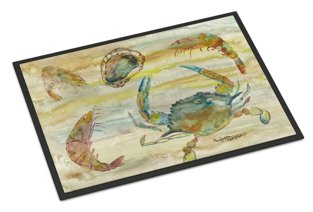 Crab, Shrimp, Oyster Yellow Sky Indoor or Outdoor Mat 24x36 SC2026JMAT by Caroline&#39;s Treasures
