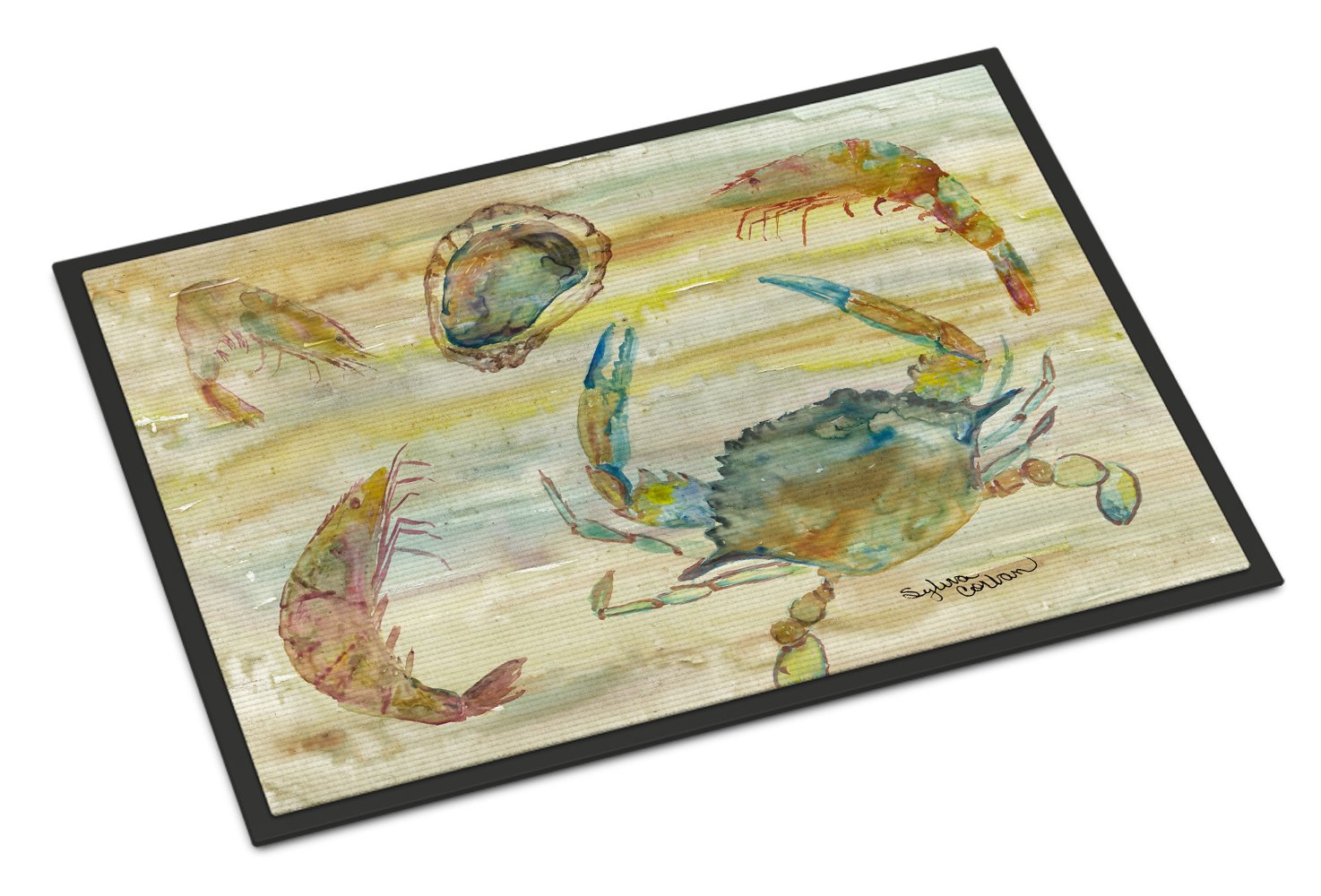 Crab, Shrimp, Oyster Yellow Sky Indoor or Outdoor Mat 24x36 SC2026JMAT by Caroline's Treasures