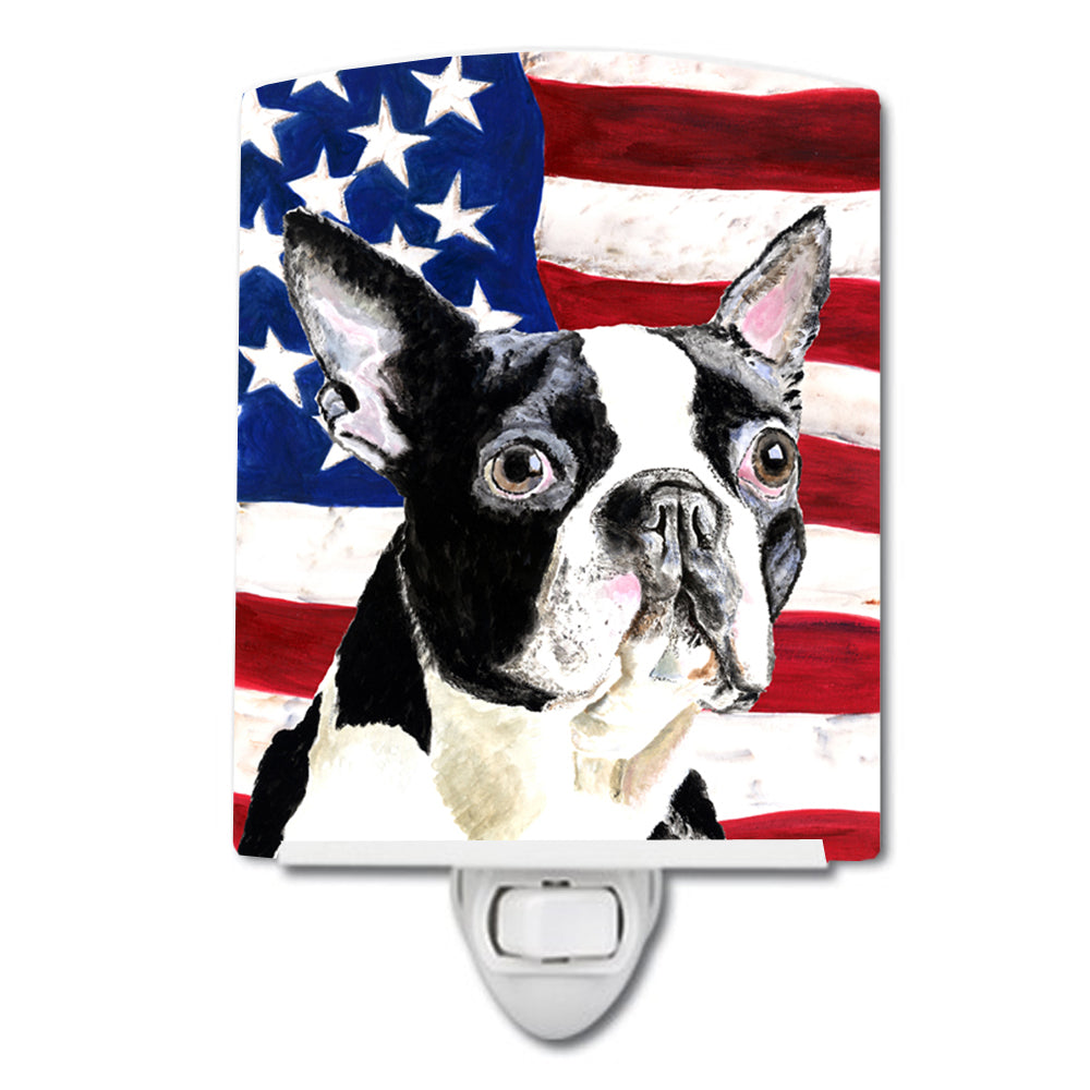 USA American Flag with Boston Terrier Ceramic Night Light SC9001CNL - the-store.com